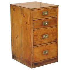 Antique English Oak circa 1890 Military Campaign Chest of Drawers Lovely Size