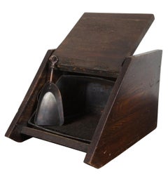 Antique English Oak Coal Bin Scuttle Fireside Kindling Box and Shovel Log Ash