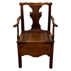 Antica sedia da comodo inglese in Oak del 18° secolo