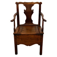 Chaise Commode Antique en Chêne Anglais 18ème Siècle