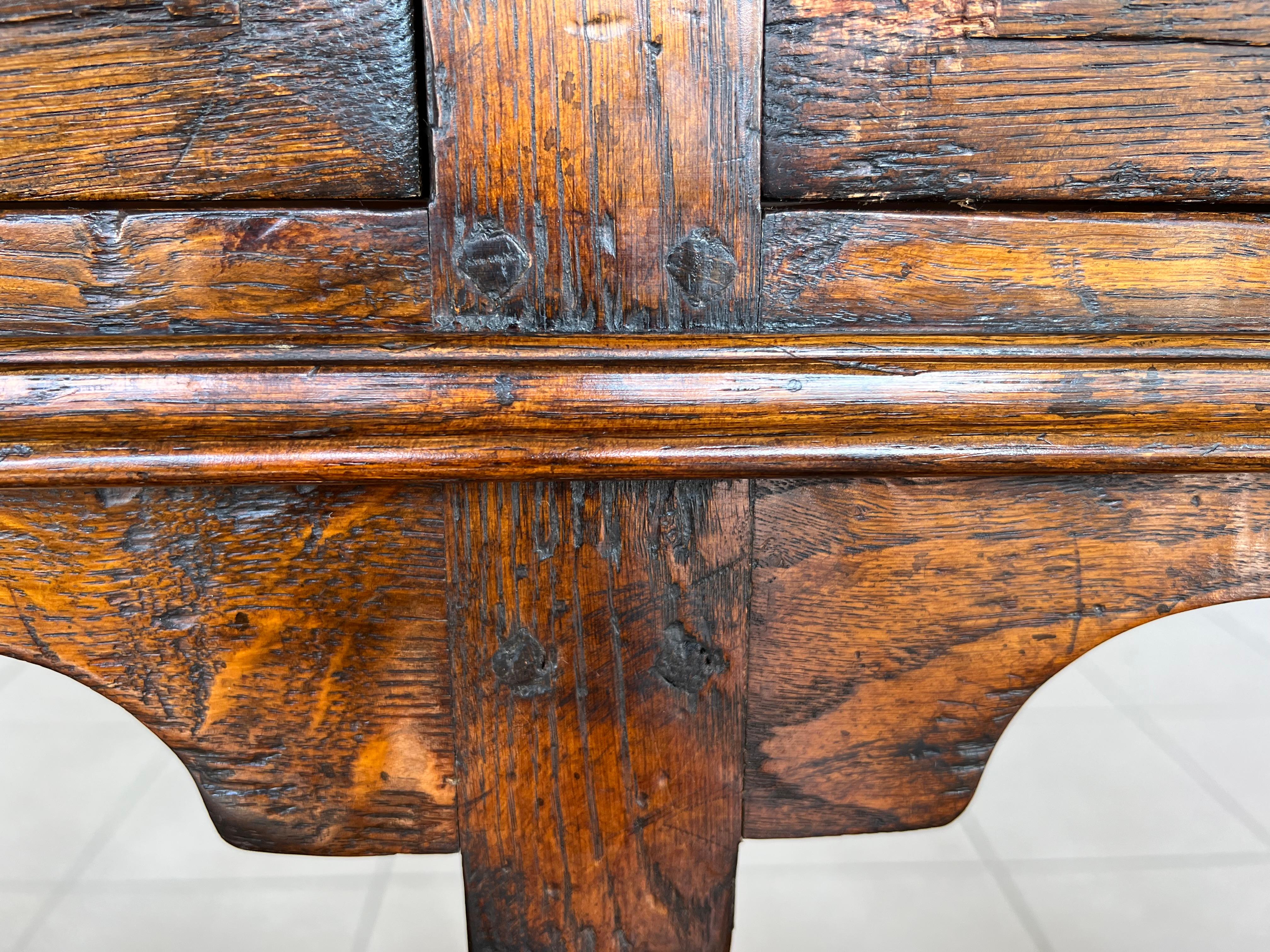 Antique English Oak Console Foyer Table Sideboard With Three Drawers 1