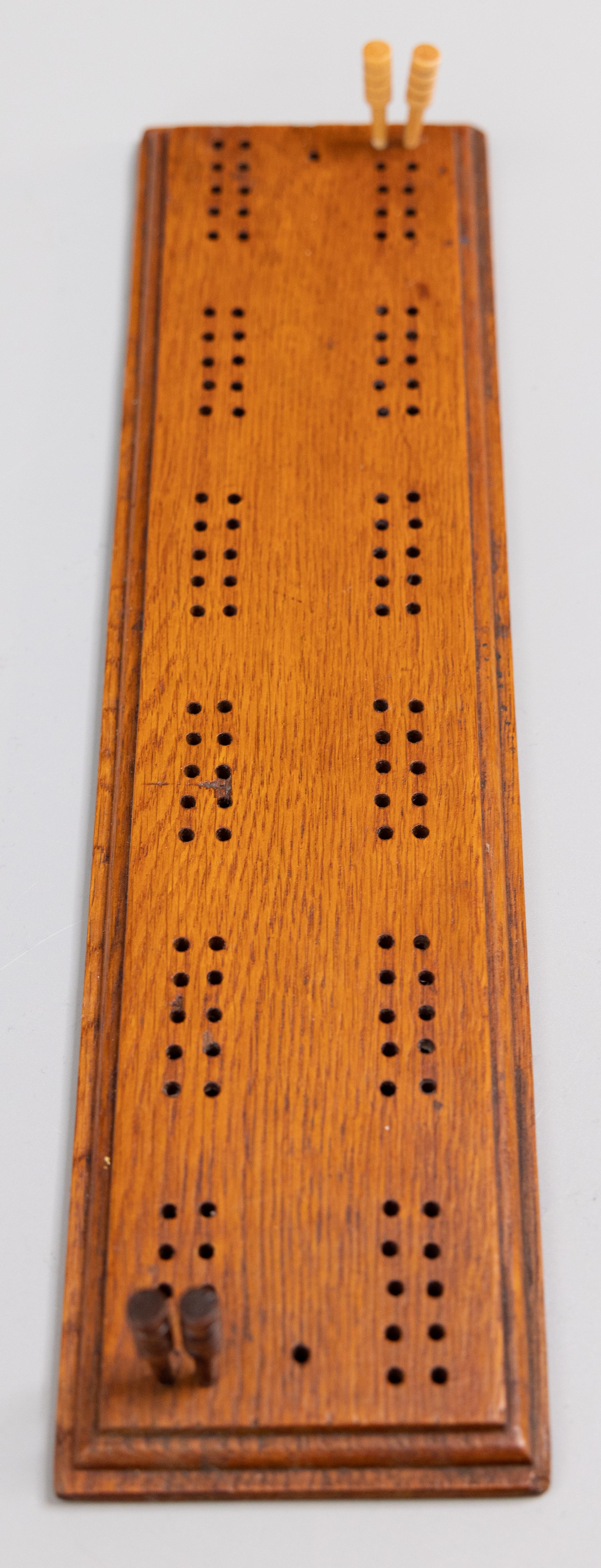 Edwardian Antique English Oak Cribbage Game Board, circa 1910 For Sale
