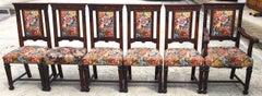 Antique English Oak Dining Chairs 1800s Set of 6