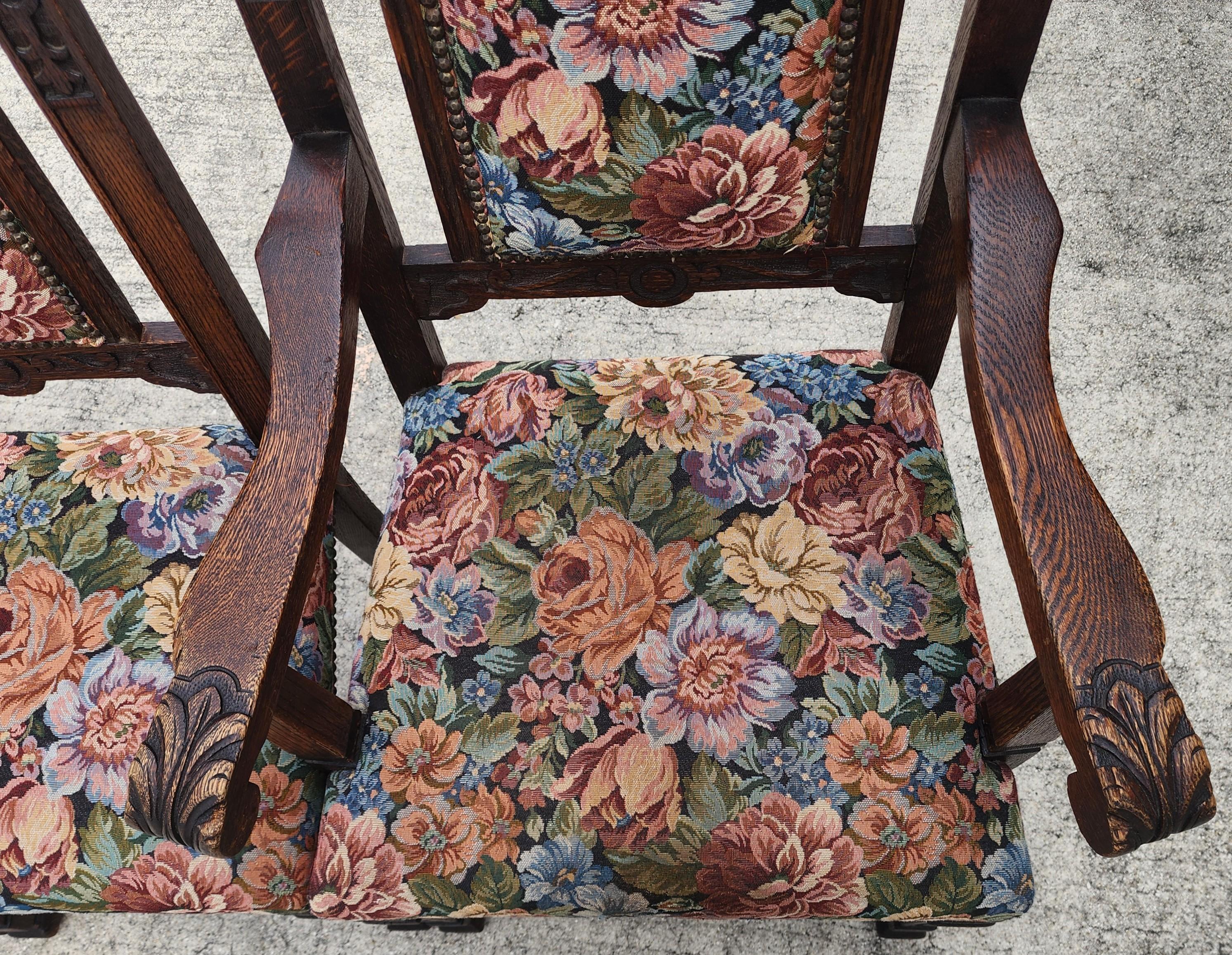 XIXe siècle Anciennes chaises de salle à manger en Oak 1800s Set of 6 en vente