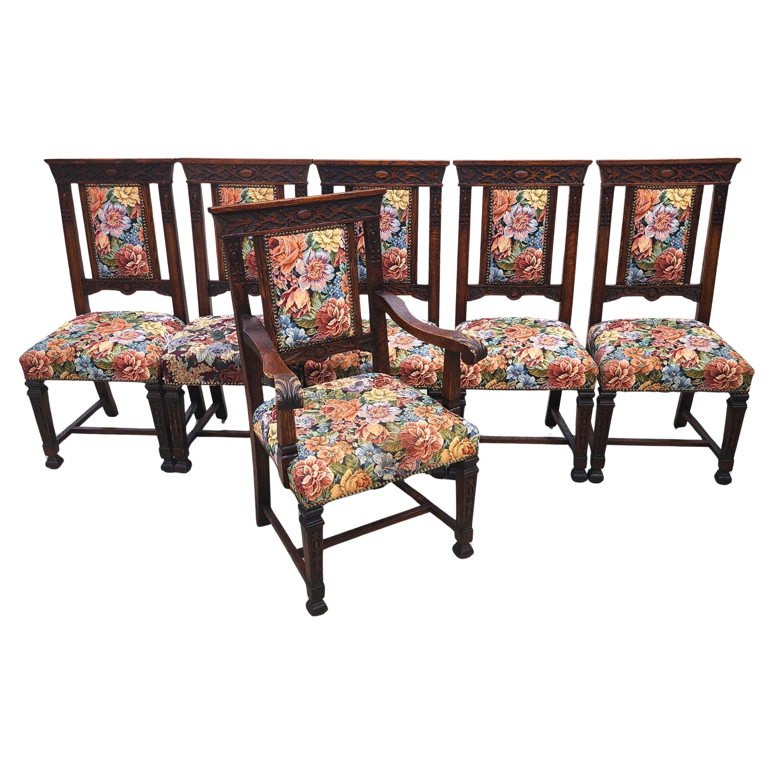 Anciennes chaises de salle à manger en Oak 1800s Set of 6 en vente