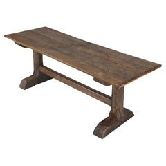 Antique English Oak Farm Table or Rustic Trestle Dining Table Unrestored c1700's