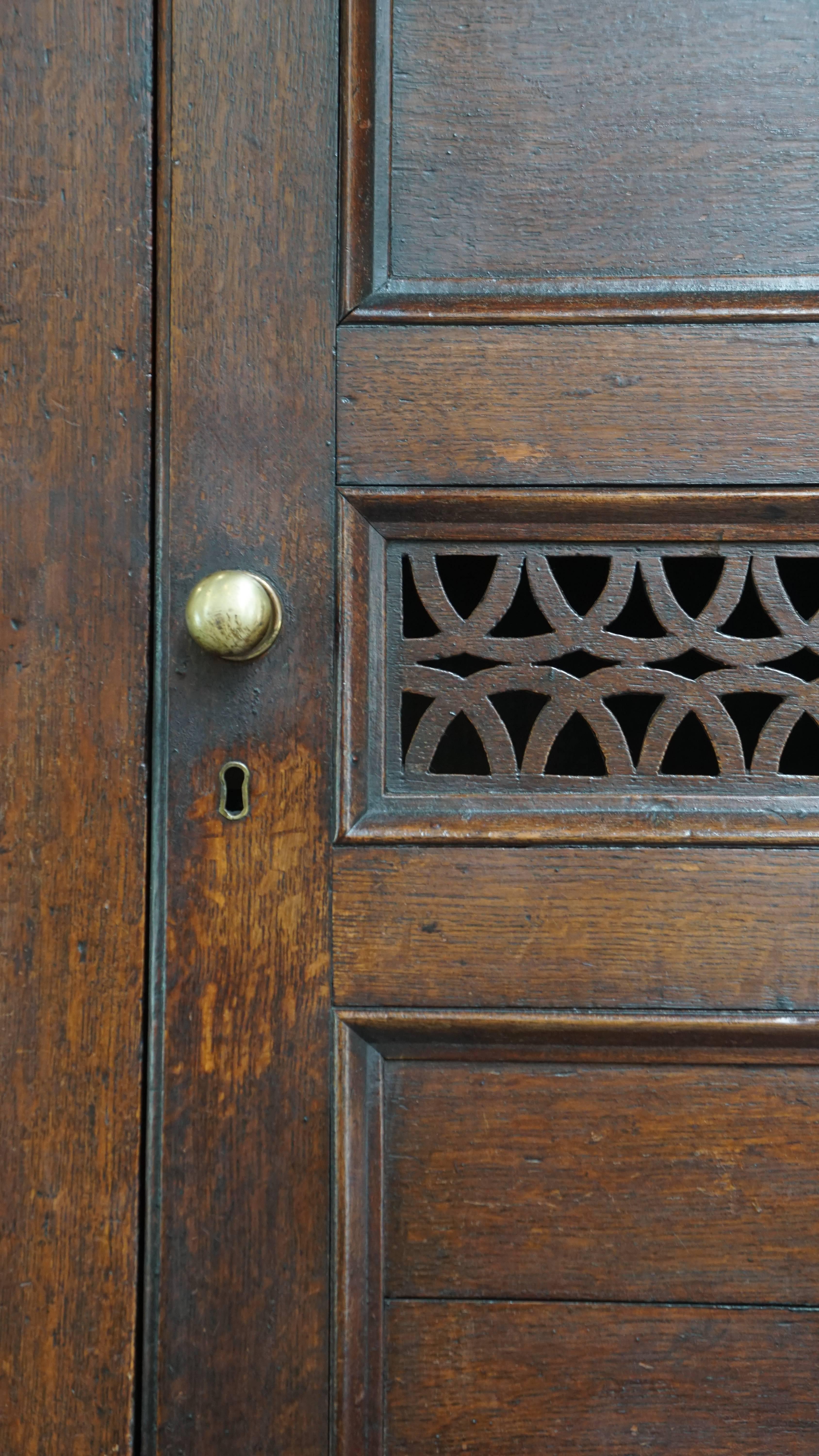 Antique English Oak Food Cupboard from the Late 18th / Early 19th Century For Sale 6