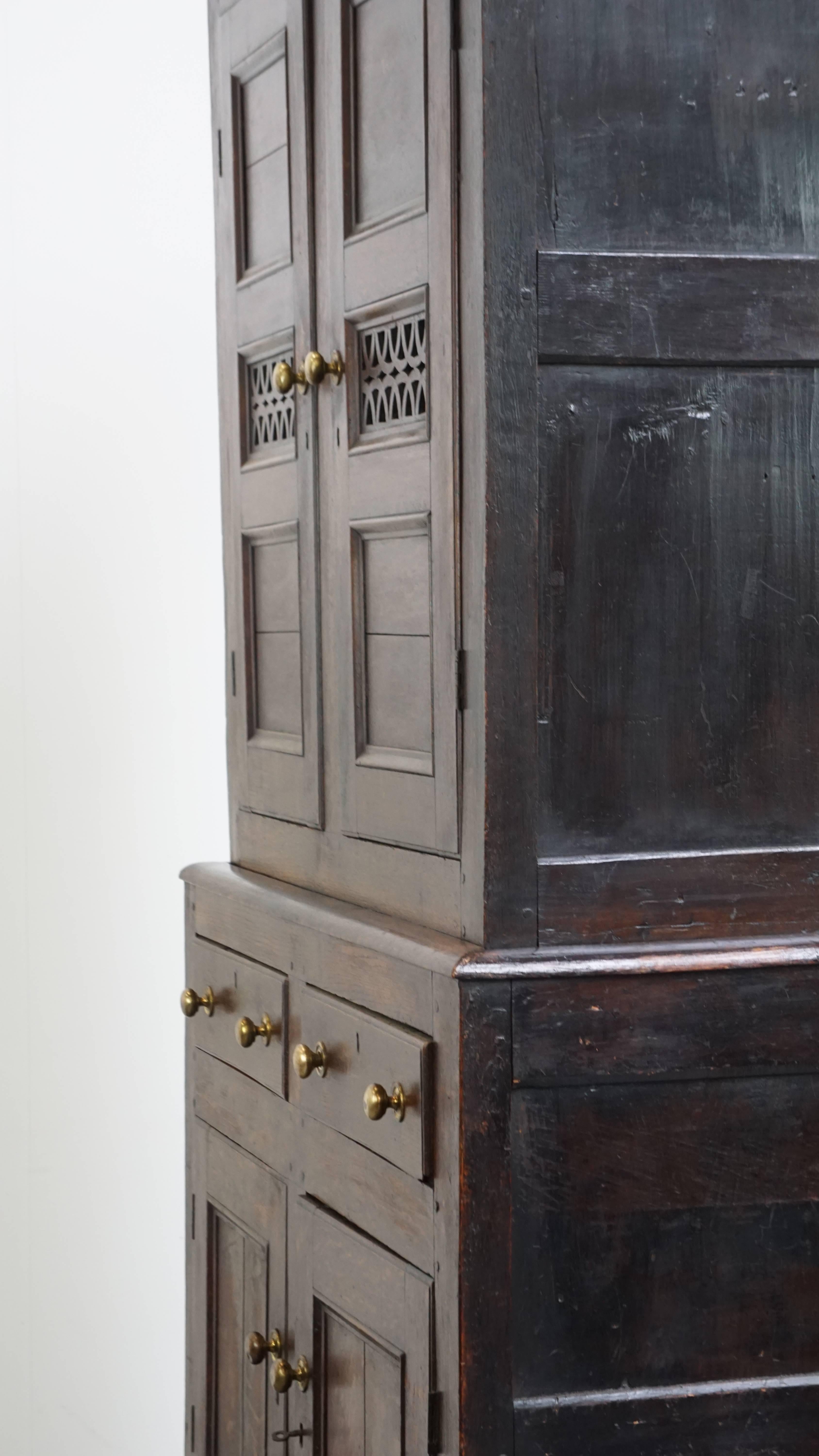 18th Century Antique English Oak Food Cupboard from the Late 18th / Early 19th Century For Sale