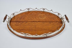 Antique English Oak Gallery Serving Tray