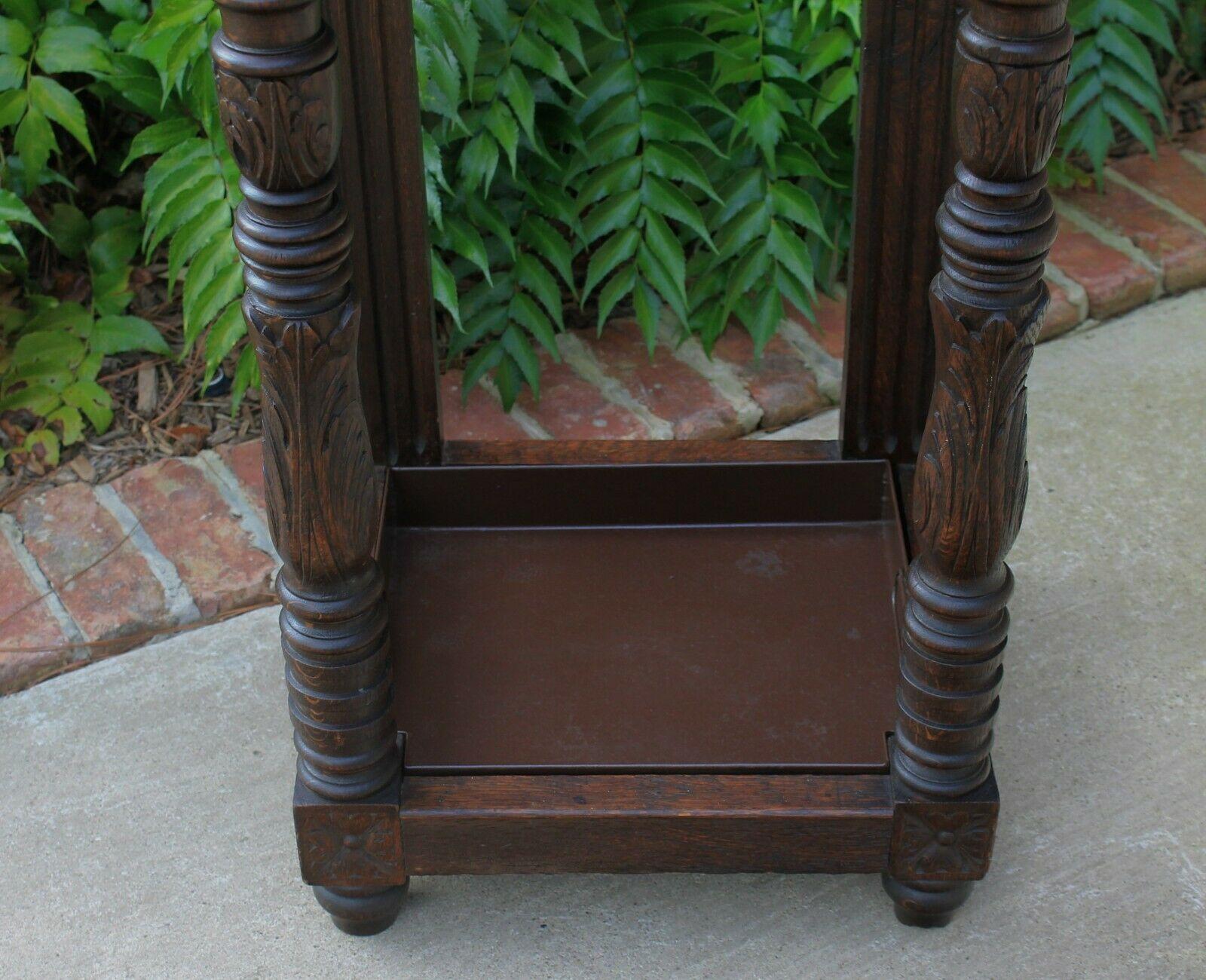 19th Century Antique English Oak Gothic Umbrella Cane Stick Stand Hall Tree Entry Foyer Stand