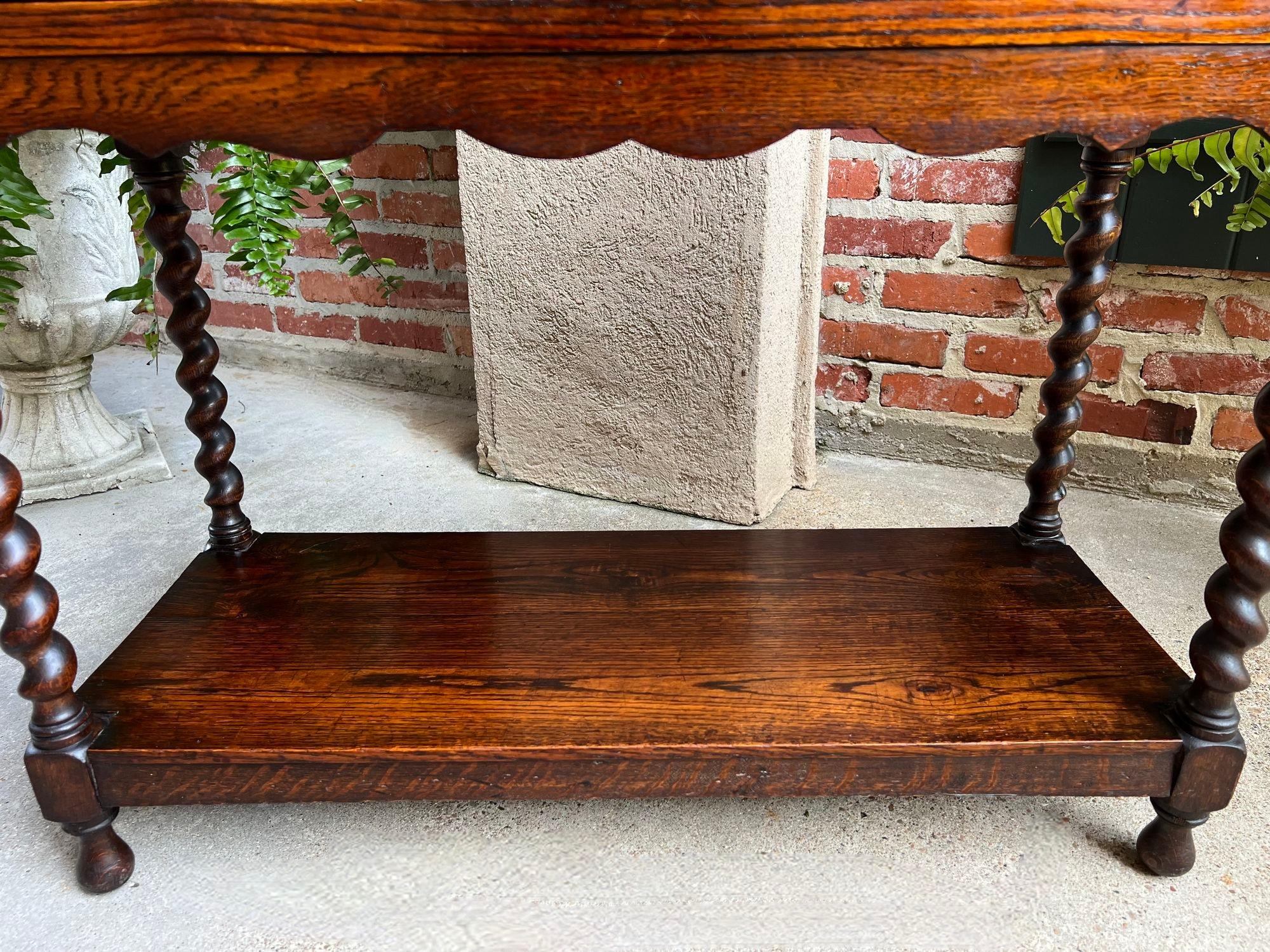 Antique English Oak Hall Sofa Table Console BARLEY TWIST Jacobean Carved Petite 4