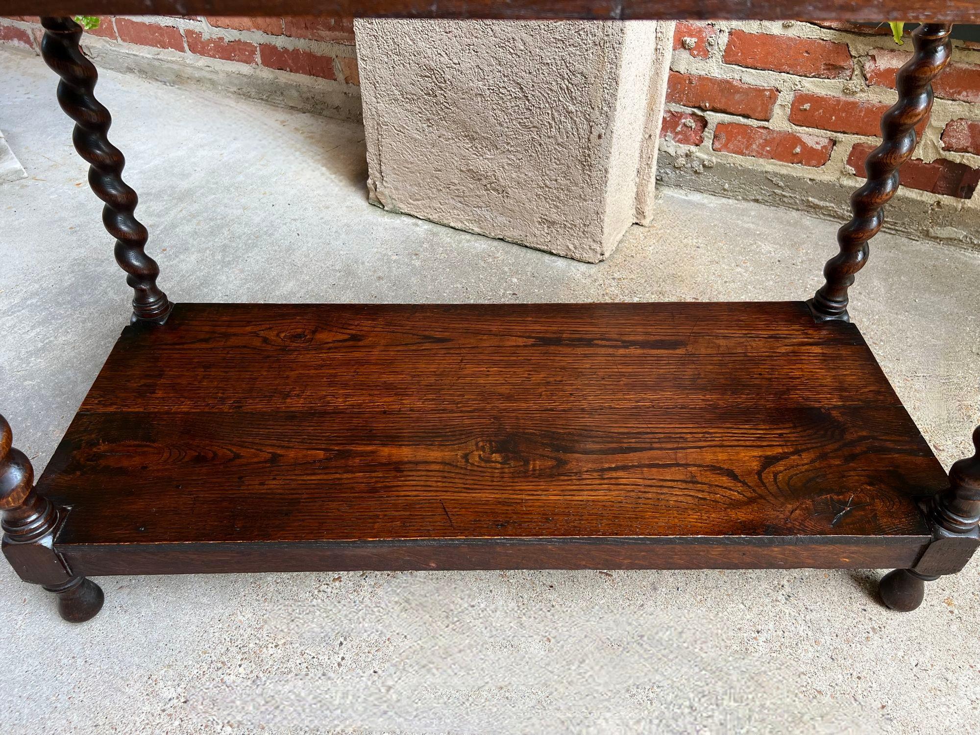 Antique English Oak Hall Sofa Table Console BARLEY TWIST Jacobean Carved Petite 5