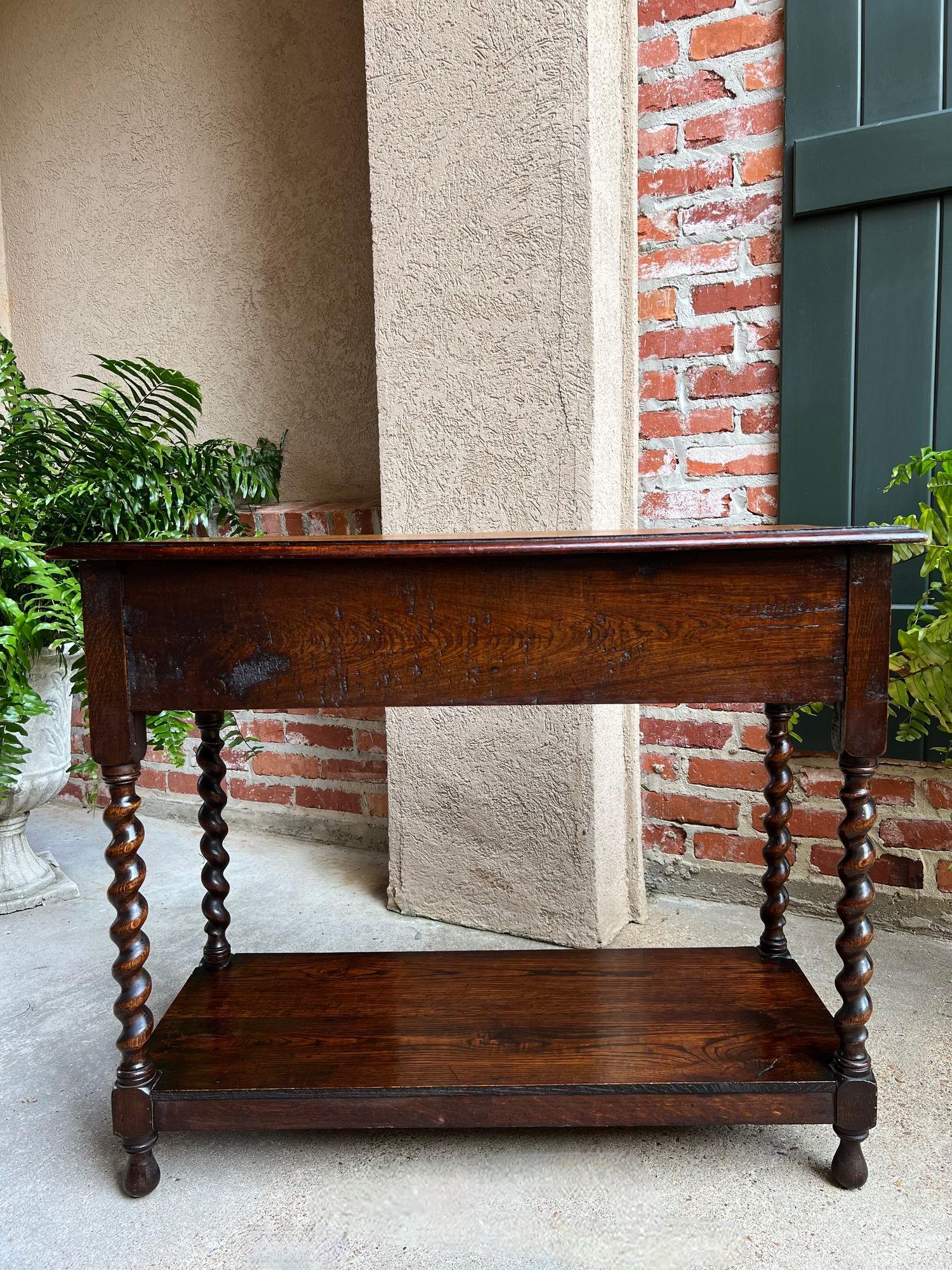 Antique English Oak Hall Sofa Table Console BARLEY TWIST Jacobean Carved Petite 6