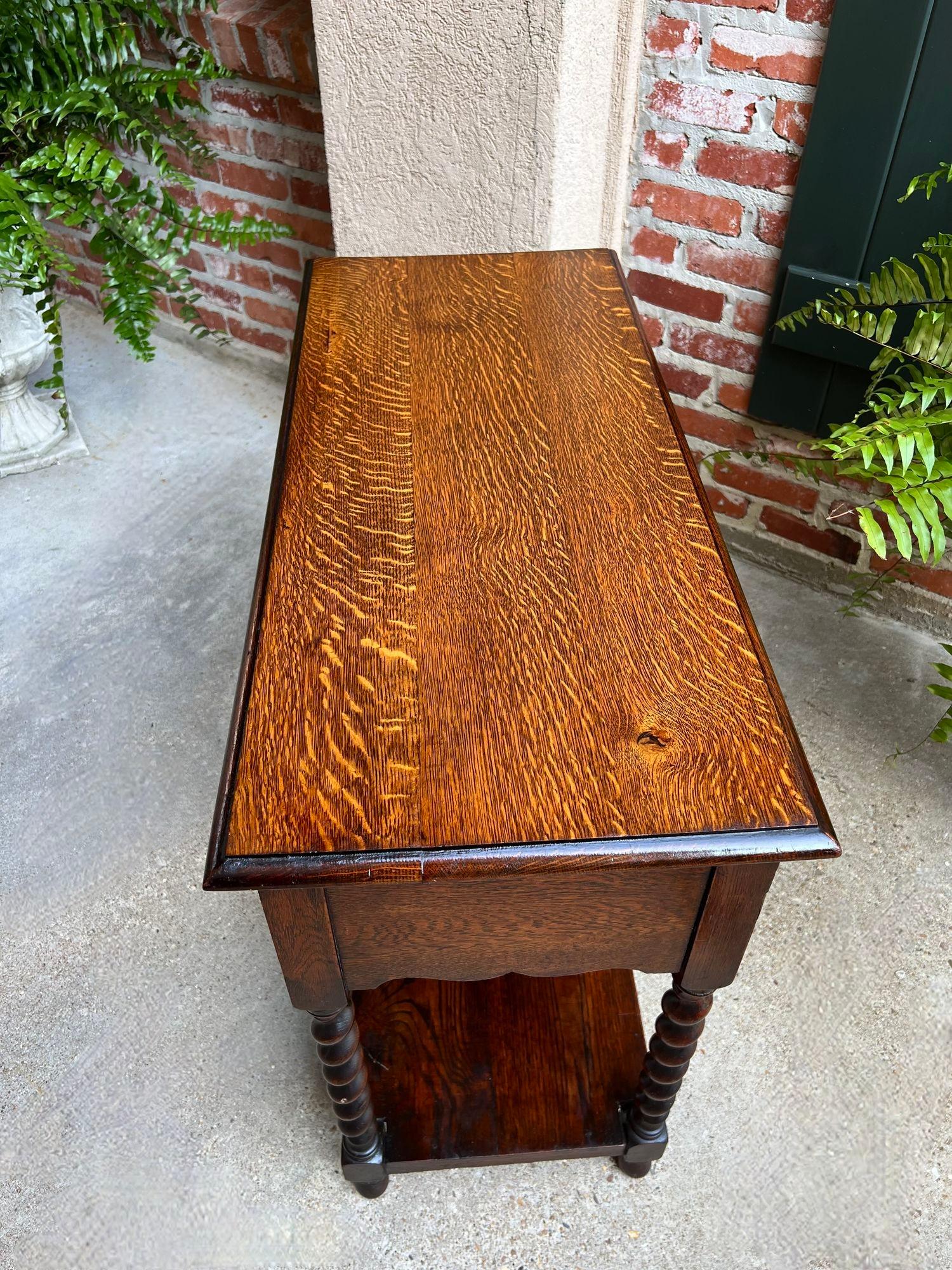 Antique English Oak Hall Sofa Table Console BARLEY TWIST Jacobean Carved Petite 13