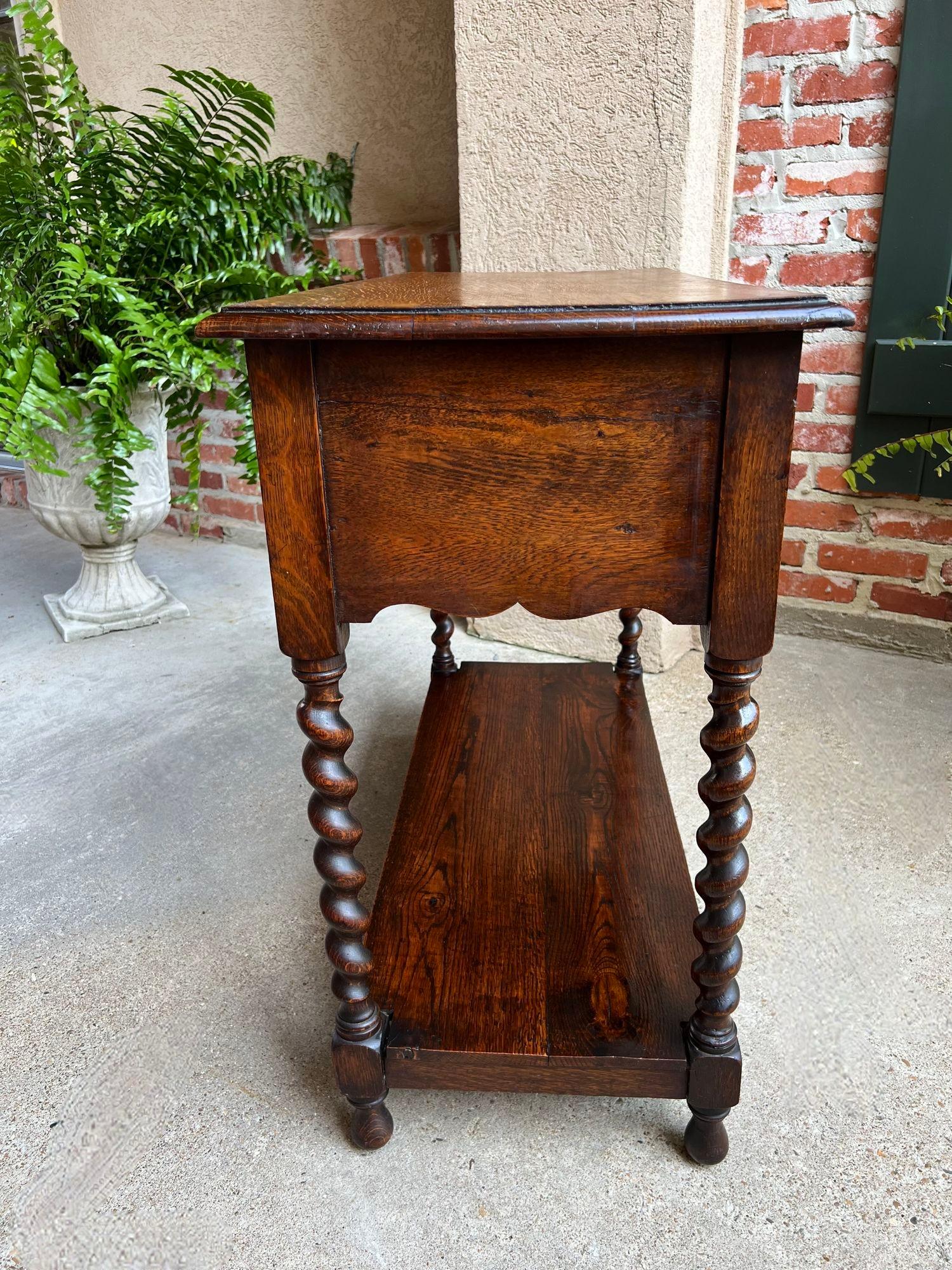 Antique English Oak Hall Sofa Table Console BARLEY TWIST Jacobean Carved Petite 2