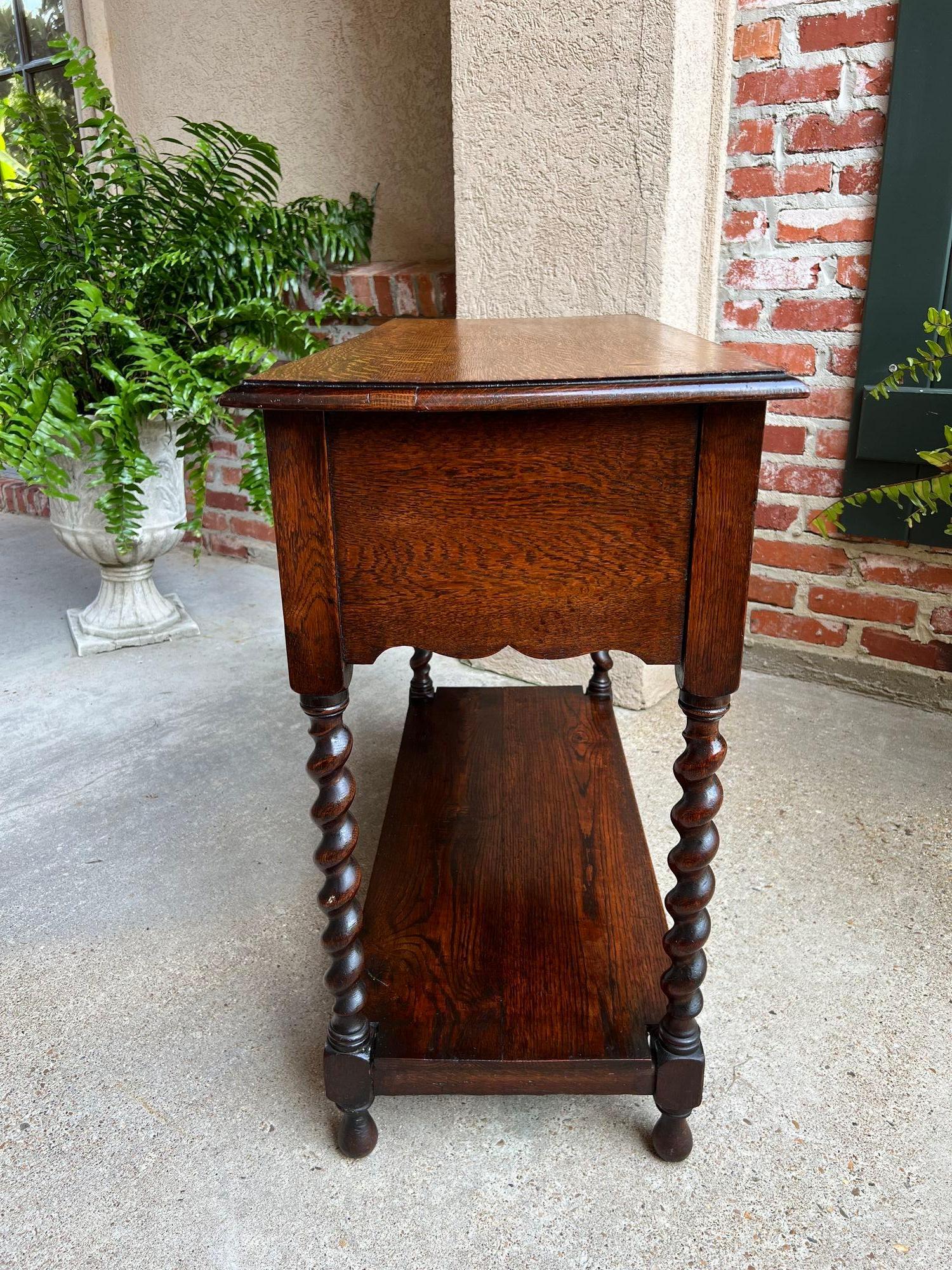Antique English Oak Hall Sofa Table Console BARLEY TWIST Jacobean Carved Petite 3