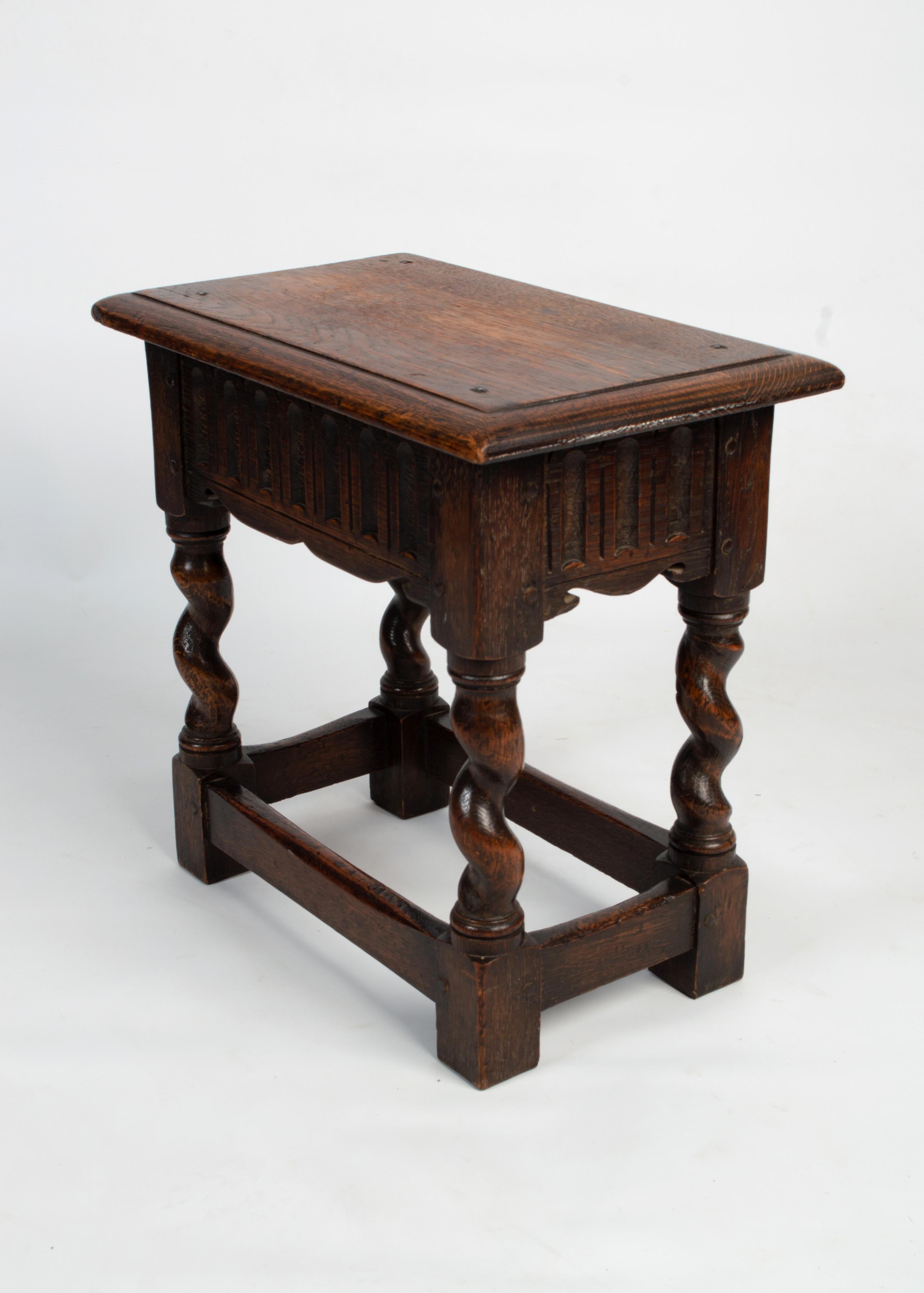 Antique English Oak James Shoolbred & Co. Joint Stool For Sale 5