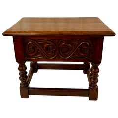 Antique English Oak Joint Stool, Circa 1830