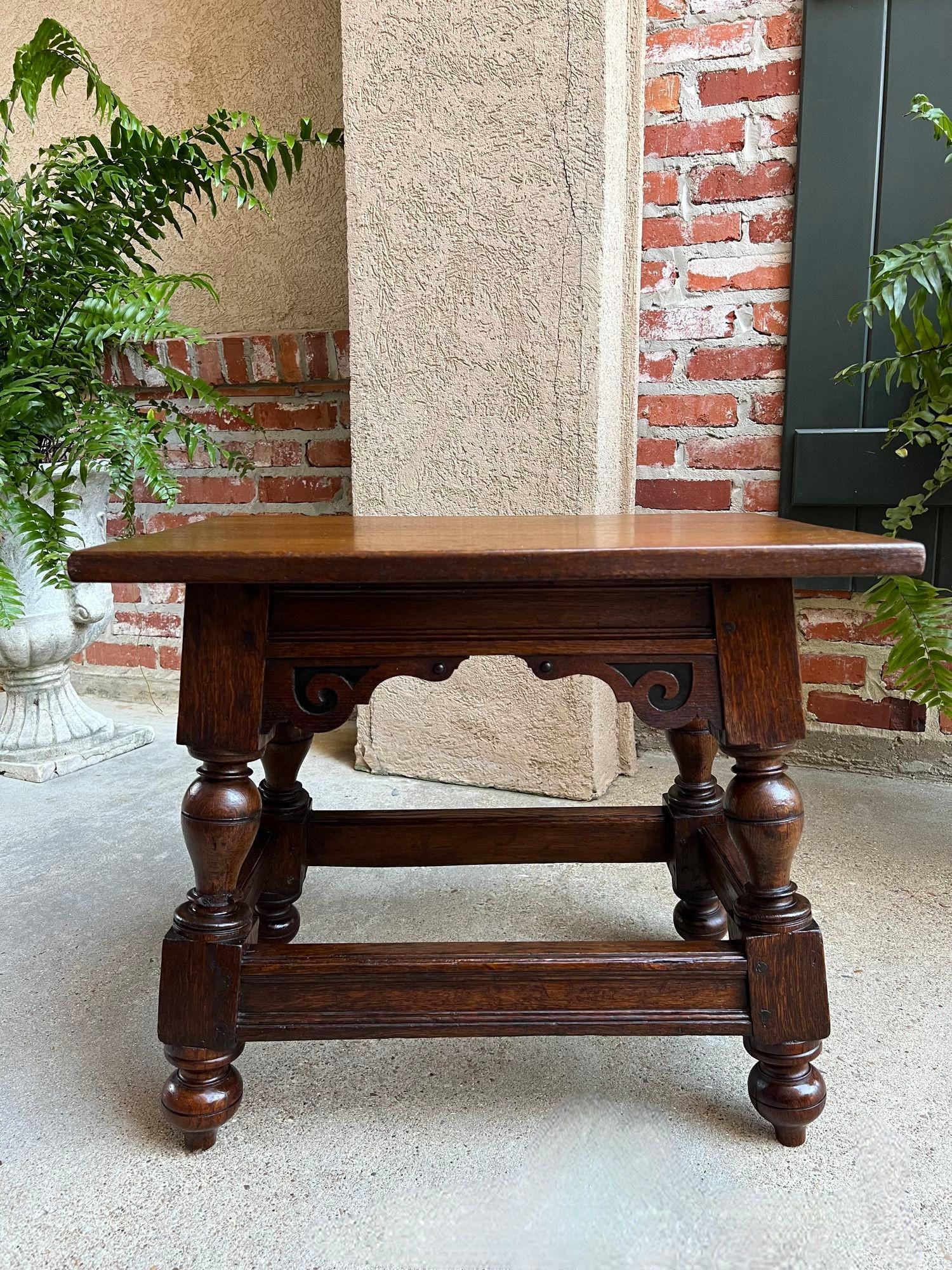 Antique English Oak Joint Stool Pegged Bench Side Table Carved Jacobean c1850 10