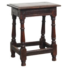Antique English Oak Joint Stool / Stool from the 17th Century
