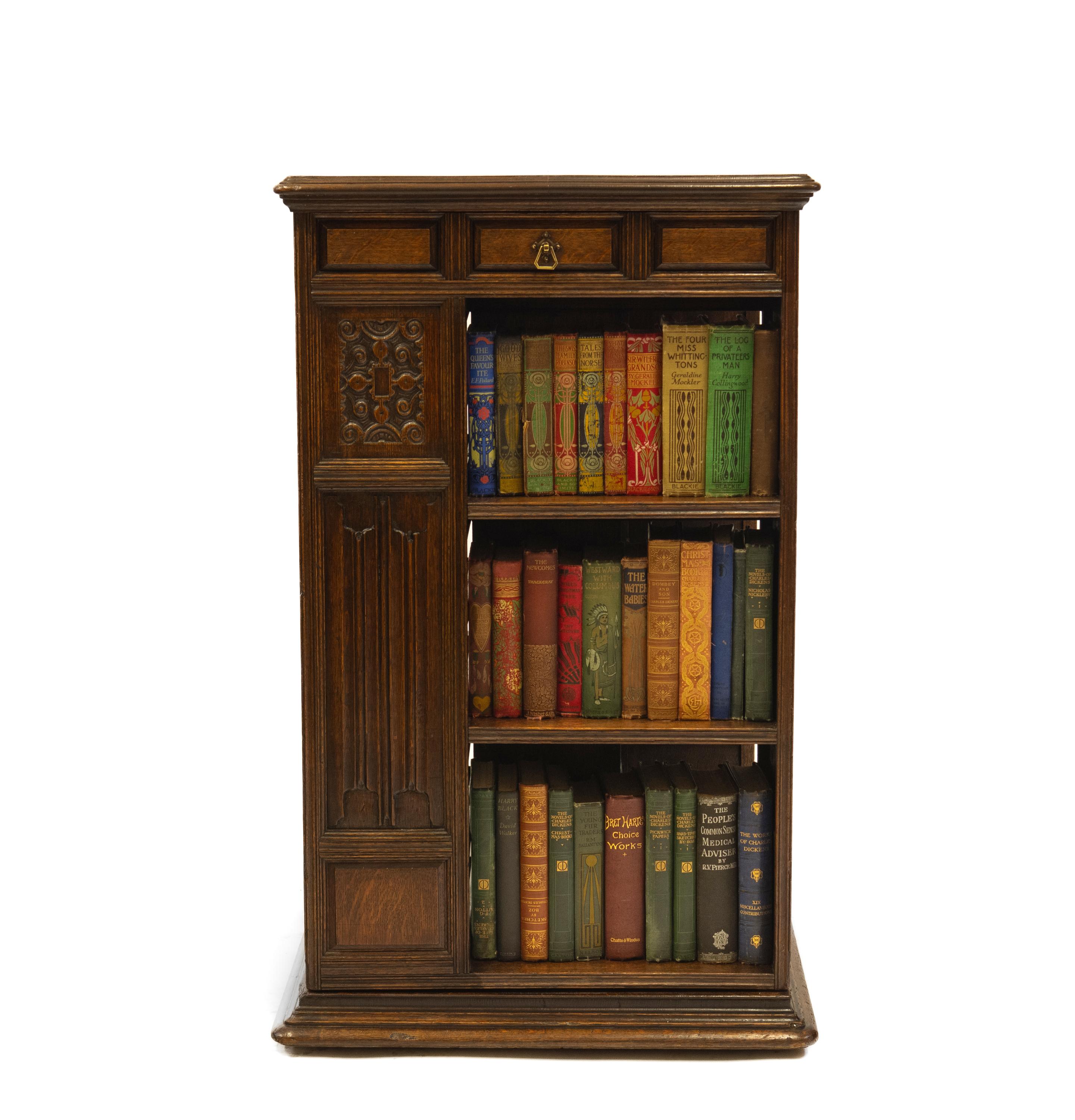 Antique English Oak Large Revolving Bookcase Colman's Mustard Family Provenance For Sale 8