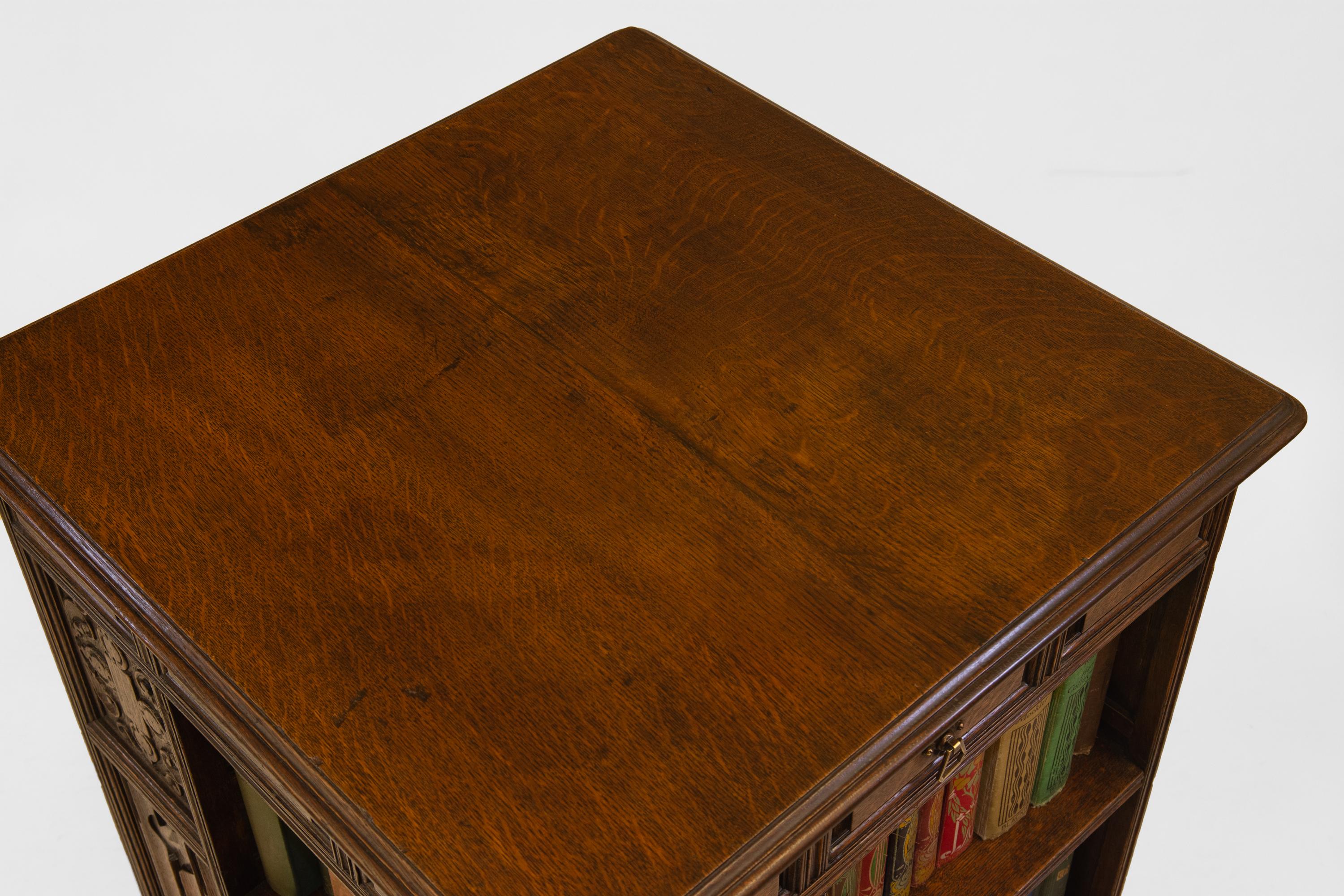 Antique English Oak Large Revolving Bookcase Colman's Mustard Family Provenance For Sale 10