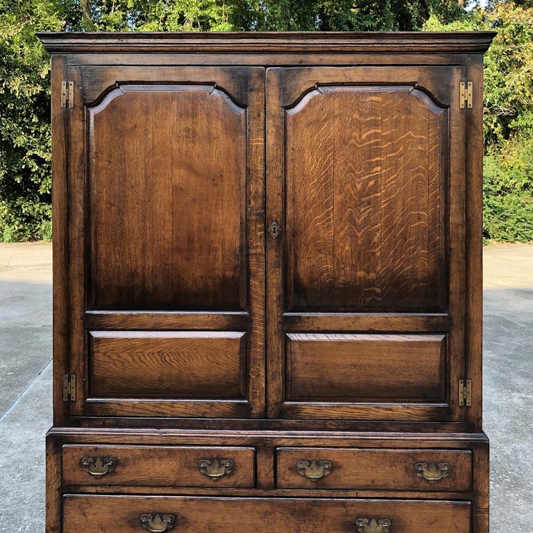 Antique English Oak Linen Press at 1stDibs