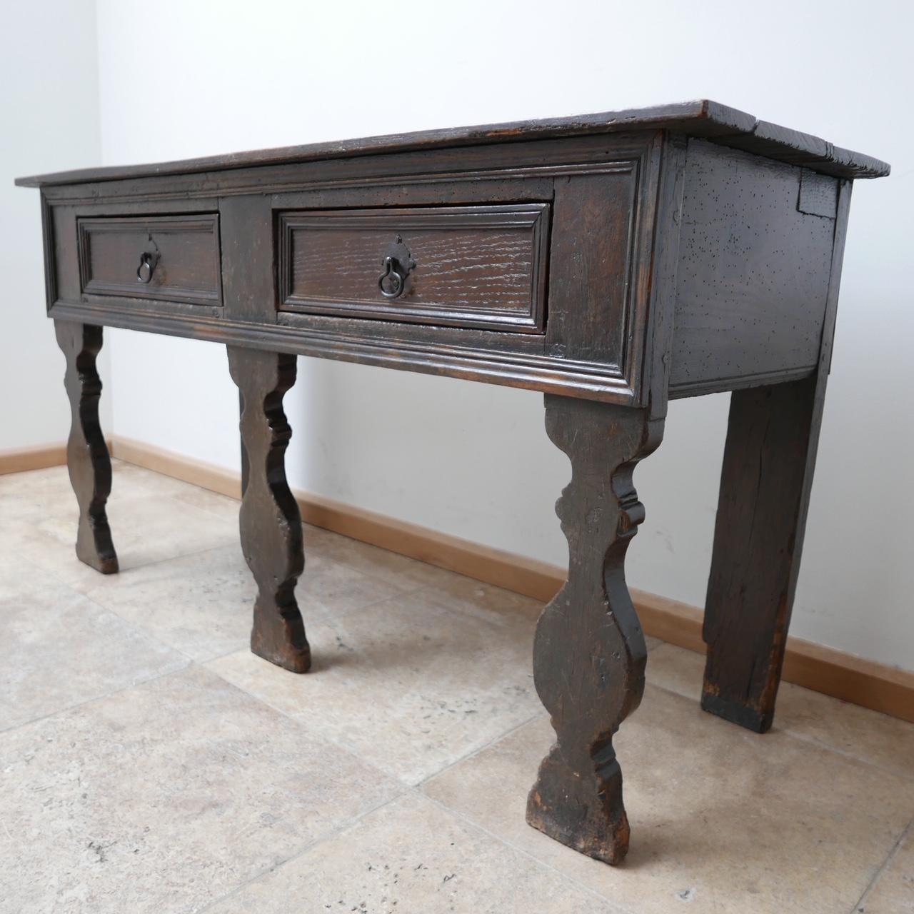 Antique English Oak Low Sideboard 7