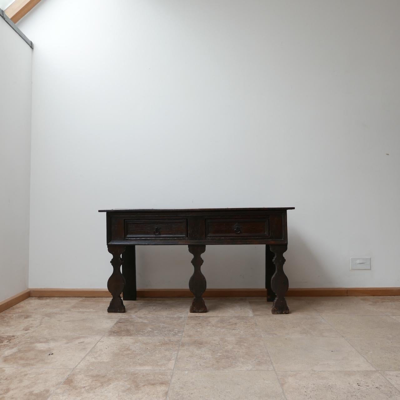 Antique English Oak Low Sideboard 8