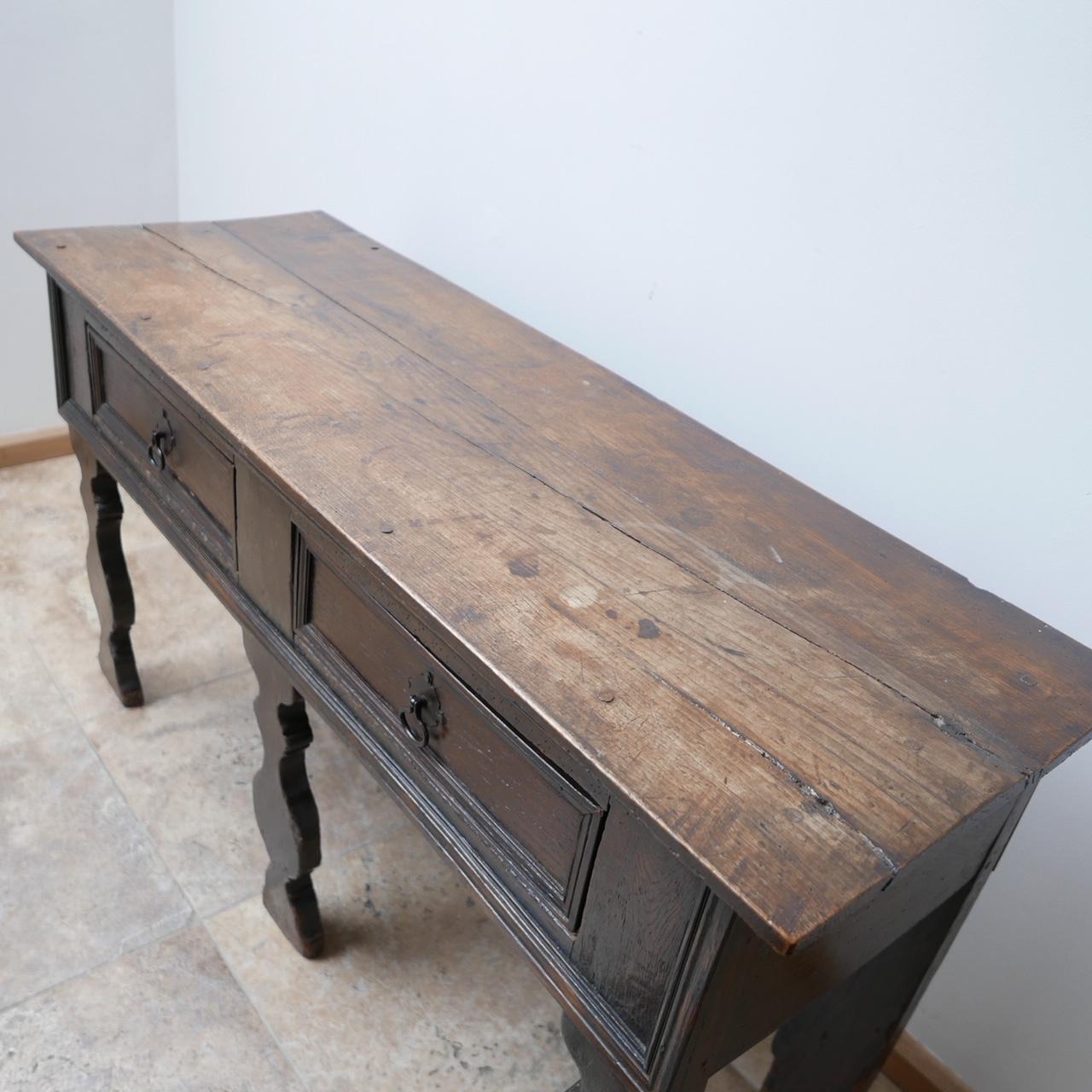 Antique English Oak Low Sideboard 2