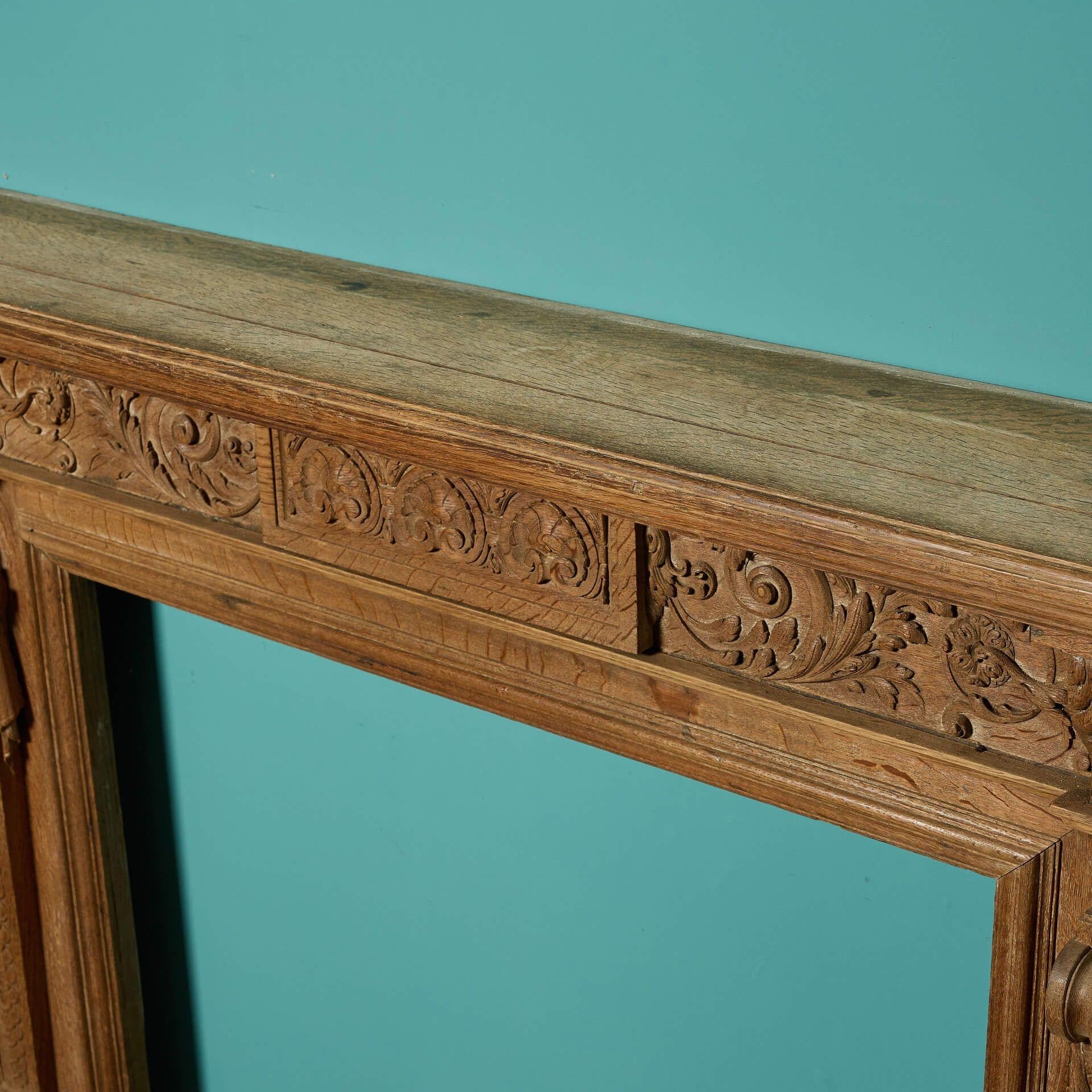 19th Century Antique English Oak Fire Surround For Sale