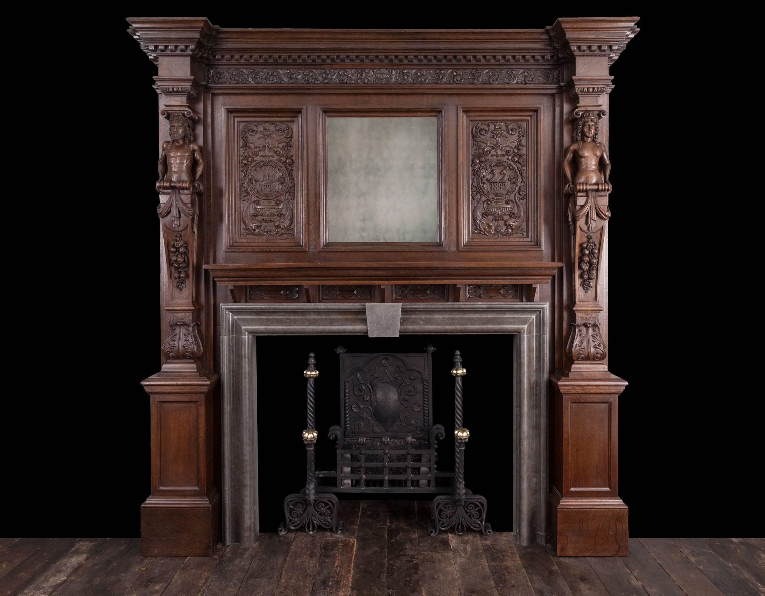 Antique English Oak Mantelpiece 3