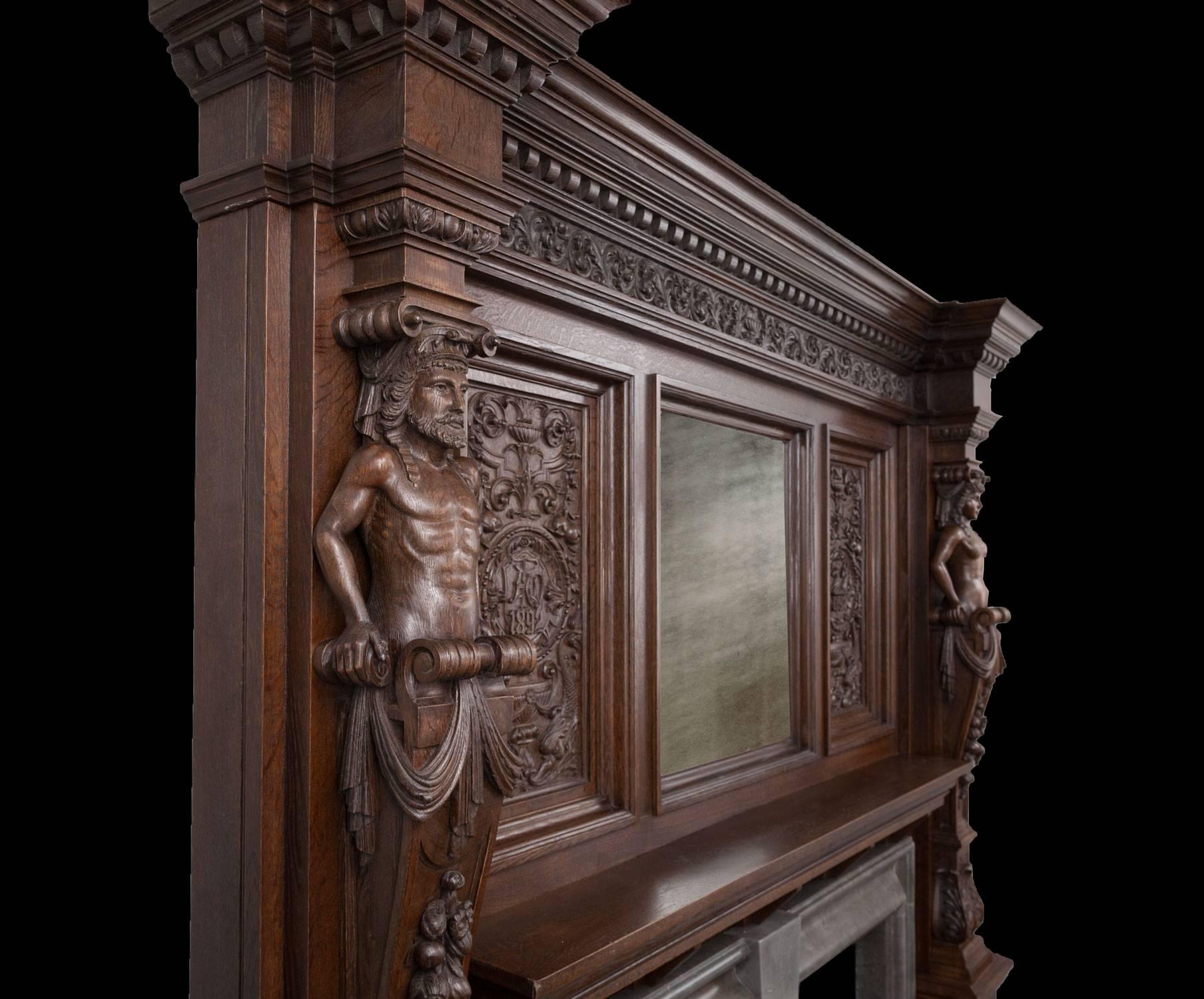 19th Century Antique English Oak Mantelpiece