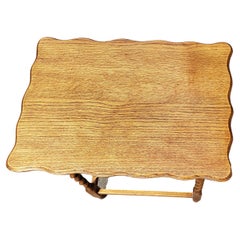 Antique English Oak Occasional Side Table with Barley Twist Legs, Circa 1920s