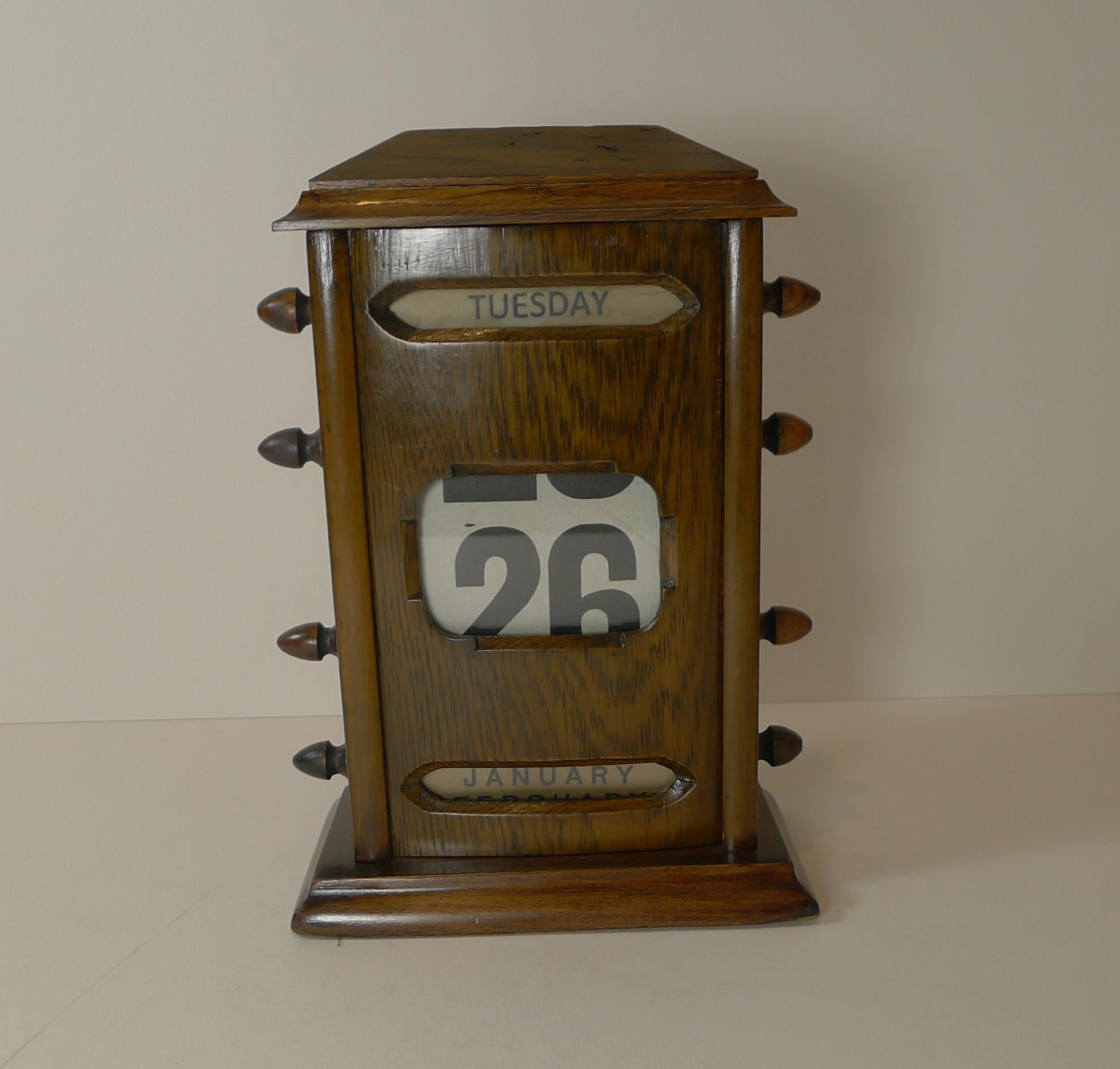 This handsome Edwardian Oak desk-top perpetual calendar is a good size standing 8 1/4