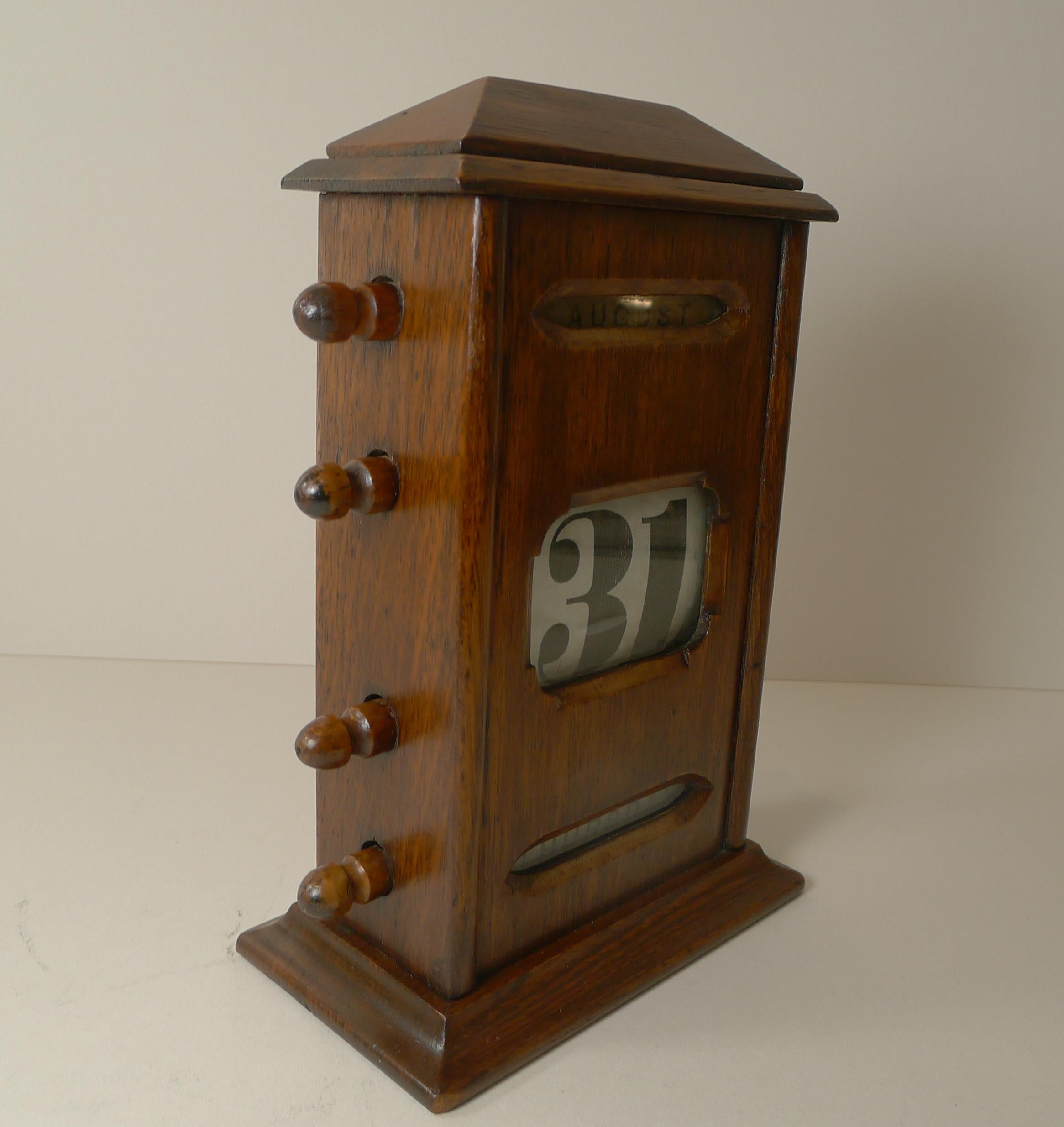 Edwardian Antique English Oak Perpetual Calendar, c.1910
