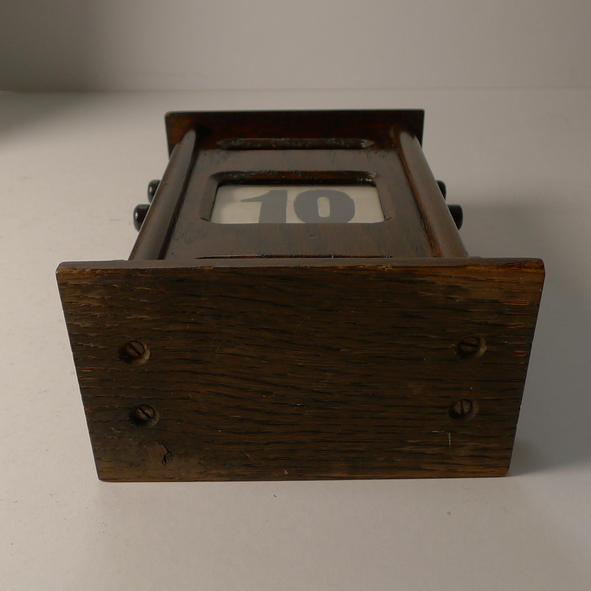 Early 20th Century Antique English Oak Perpetual Calendar, c.1910