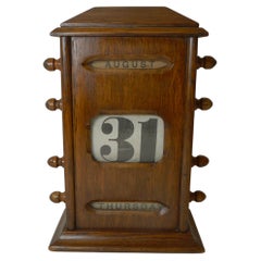 Antique English Oak Perpetual Calendar, c.1910