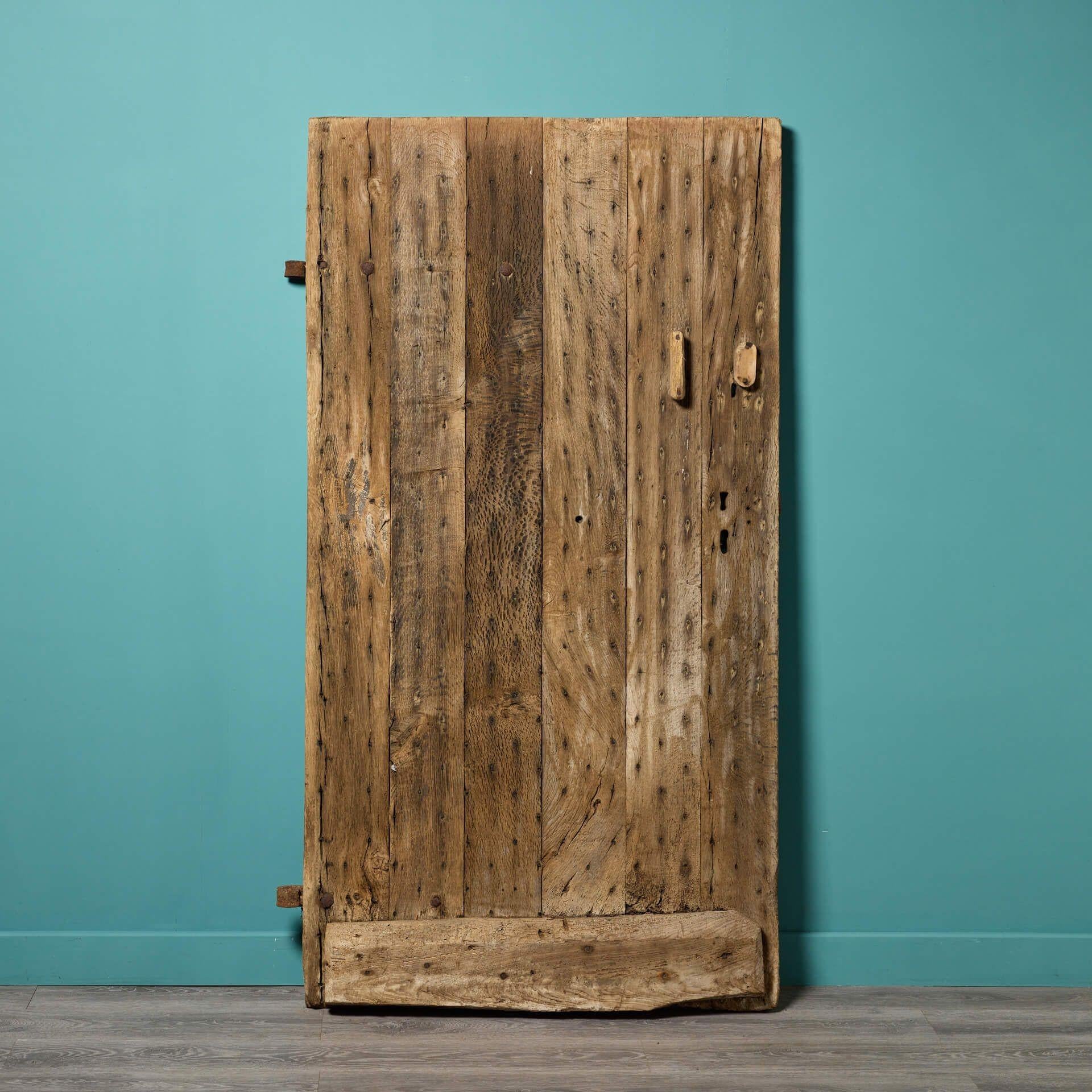 Country Antique English Oak Plank Door For Sale