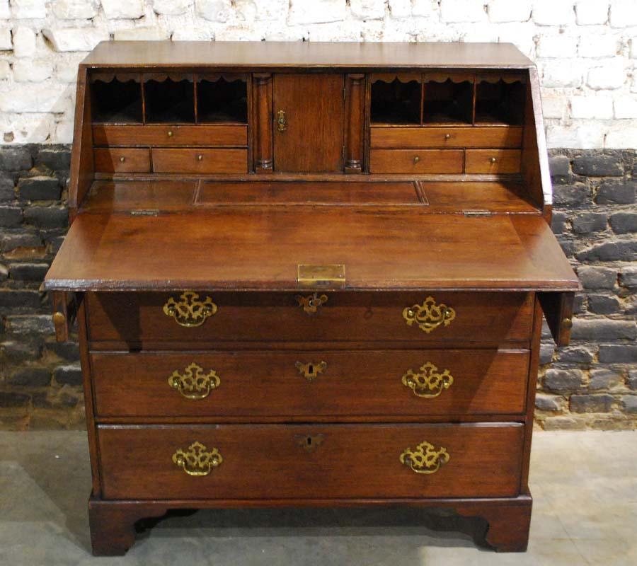 Antique English Oak Queen Anne SlantFront Desk For Sale at 1stDibs