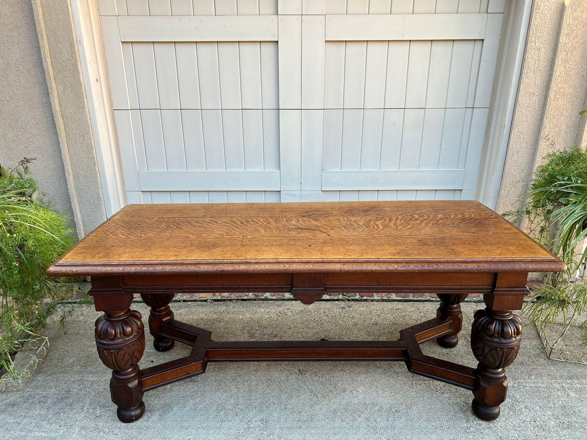 Antigua mesa inglesa de salón con consola de roble tallada Jacobea o Tudor c1890 en venta 6