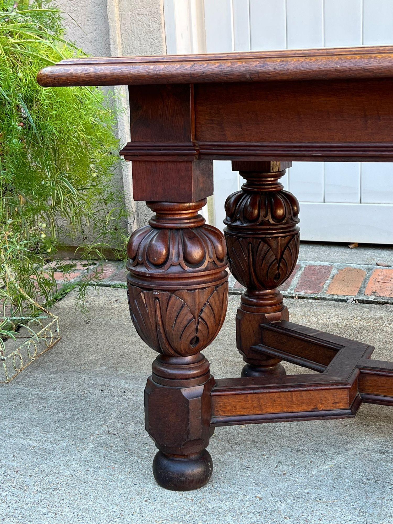 Antigua mesa inglesa de salón con consola de roble tallada Jacobea o Tudor c1890 en venta 9