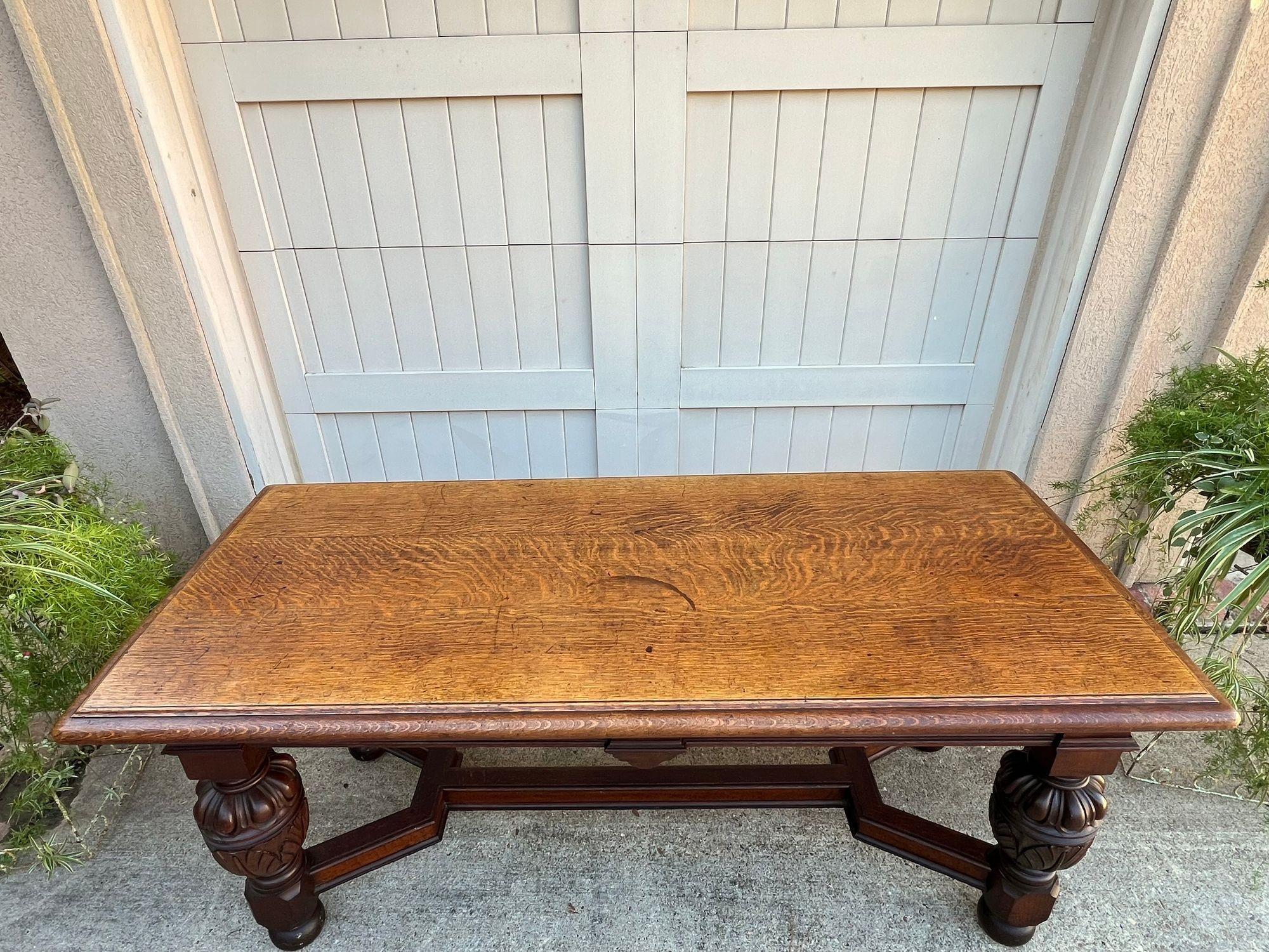 Antigua mesa inglesa de salón con consola de roble tallada Jacobea o Tudor c1890 Roble en venta