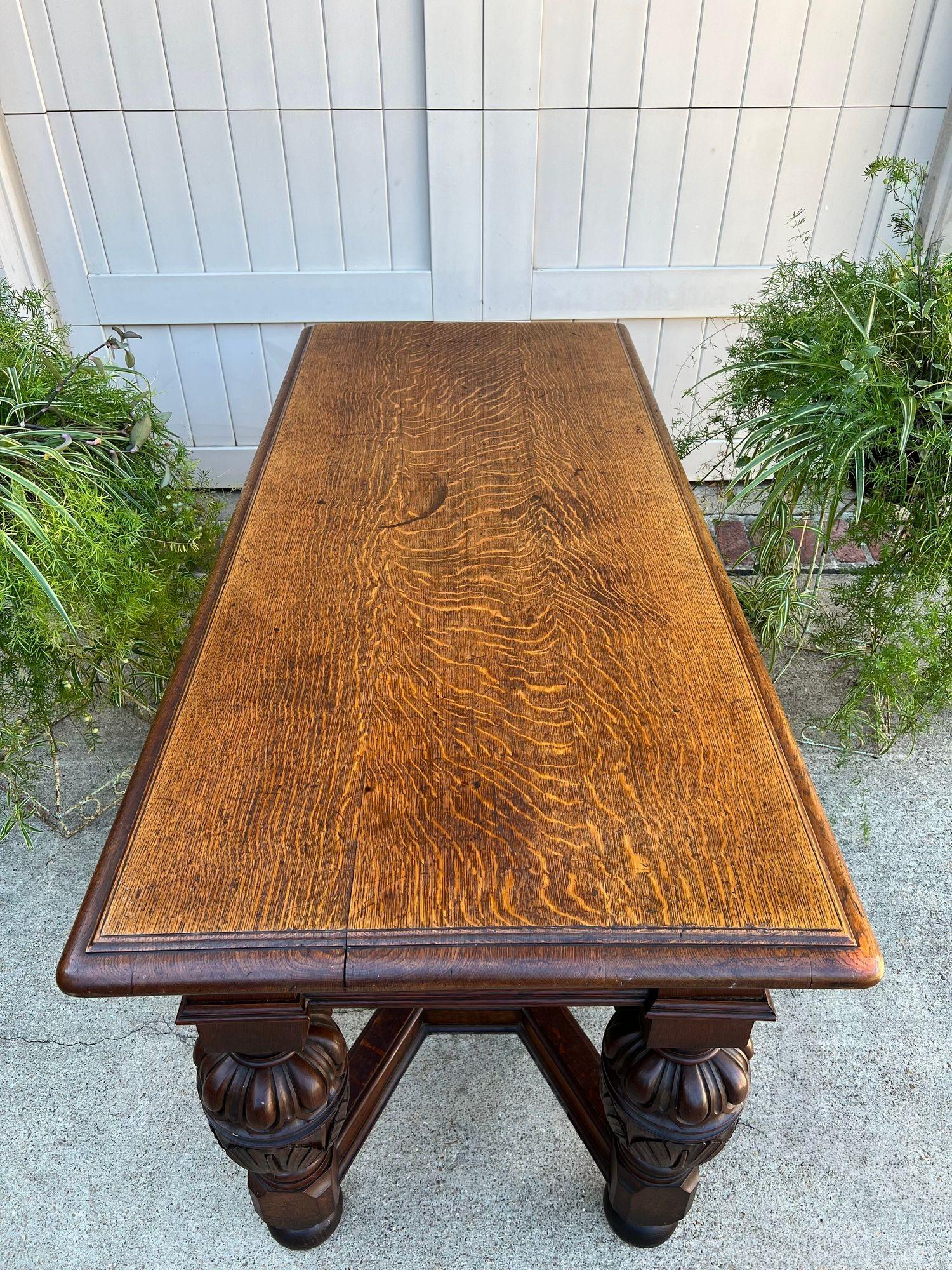 Antigua mesa inglesa de salón con consola de roble tallada Jacobea o Tudor c1890 en venta 1