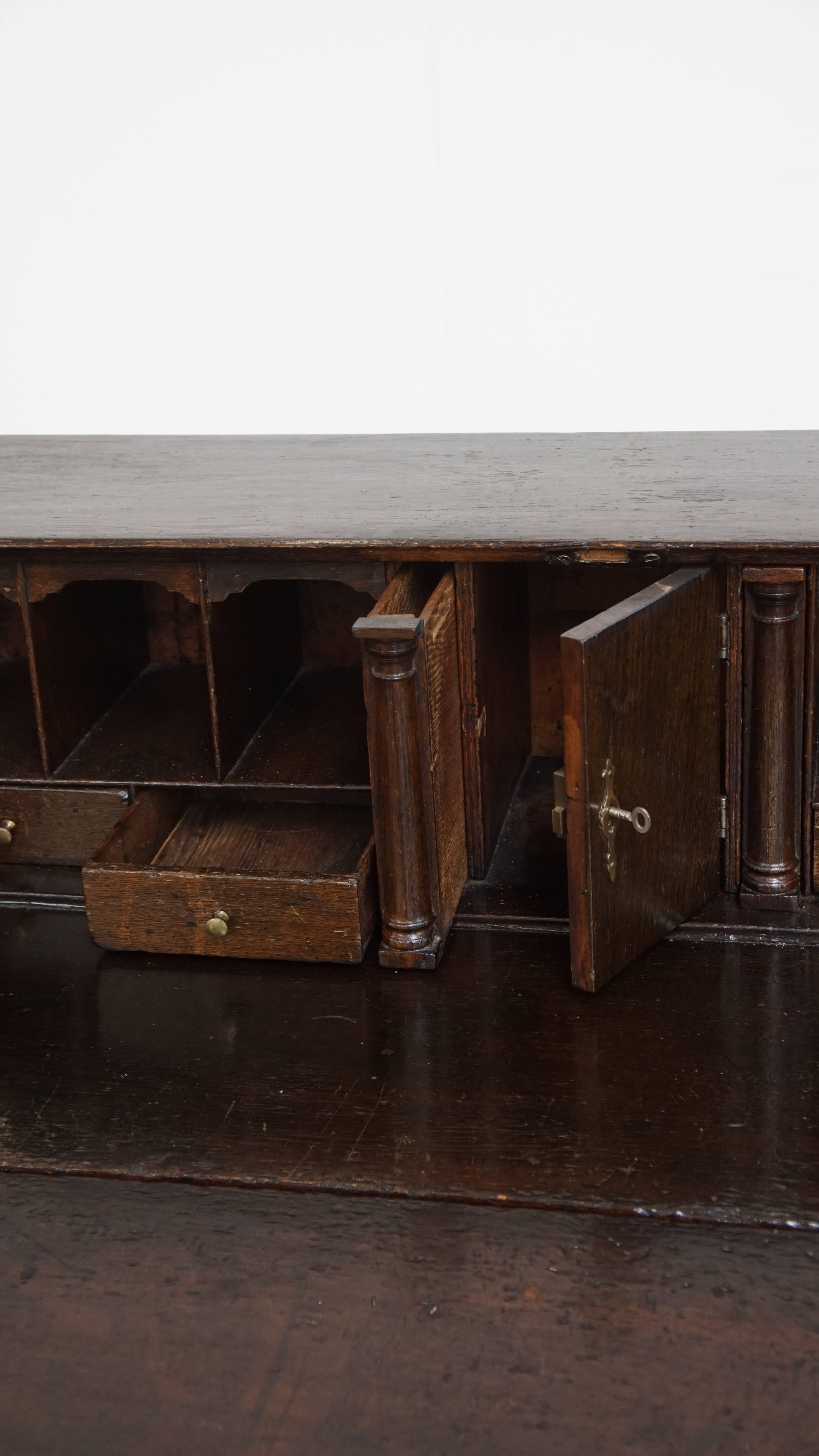 Antique English Oak Secretary / Chest of Drawers For Sale 6