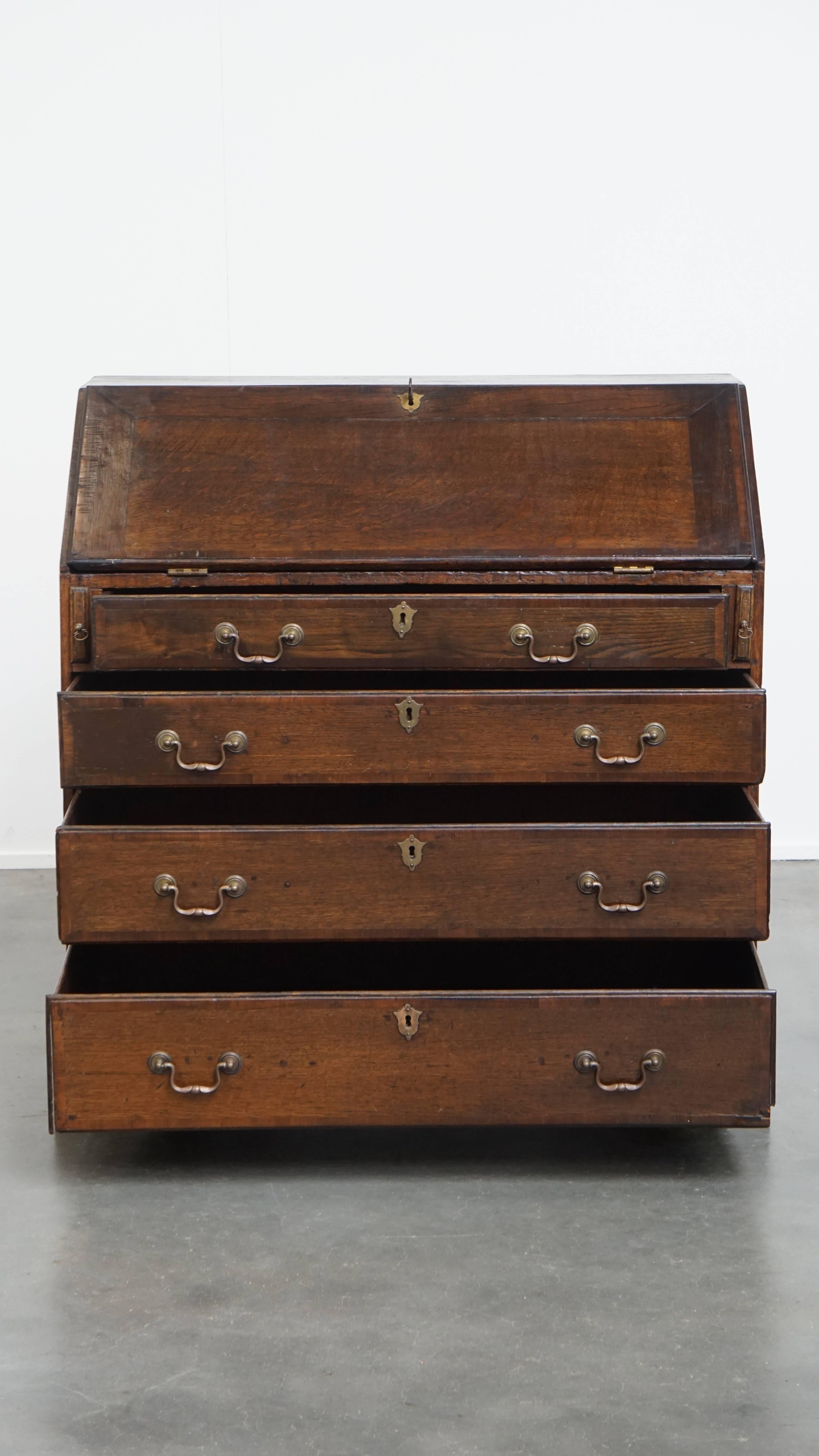 Hand-Crafted Antique English Oak Secretary / Chest of Drawers For Sale