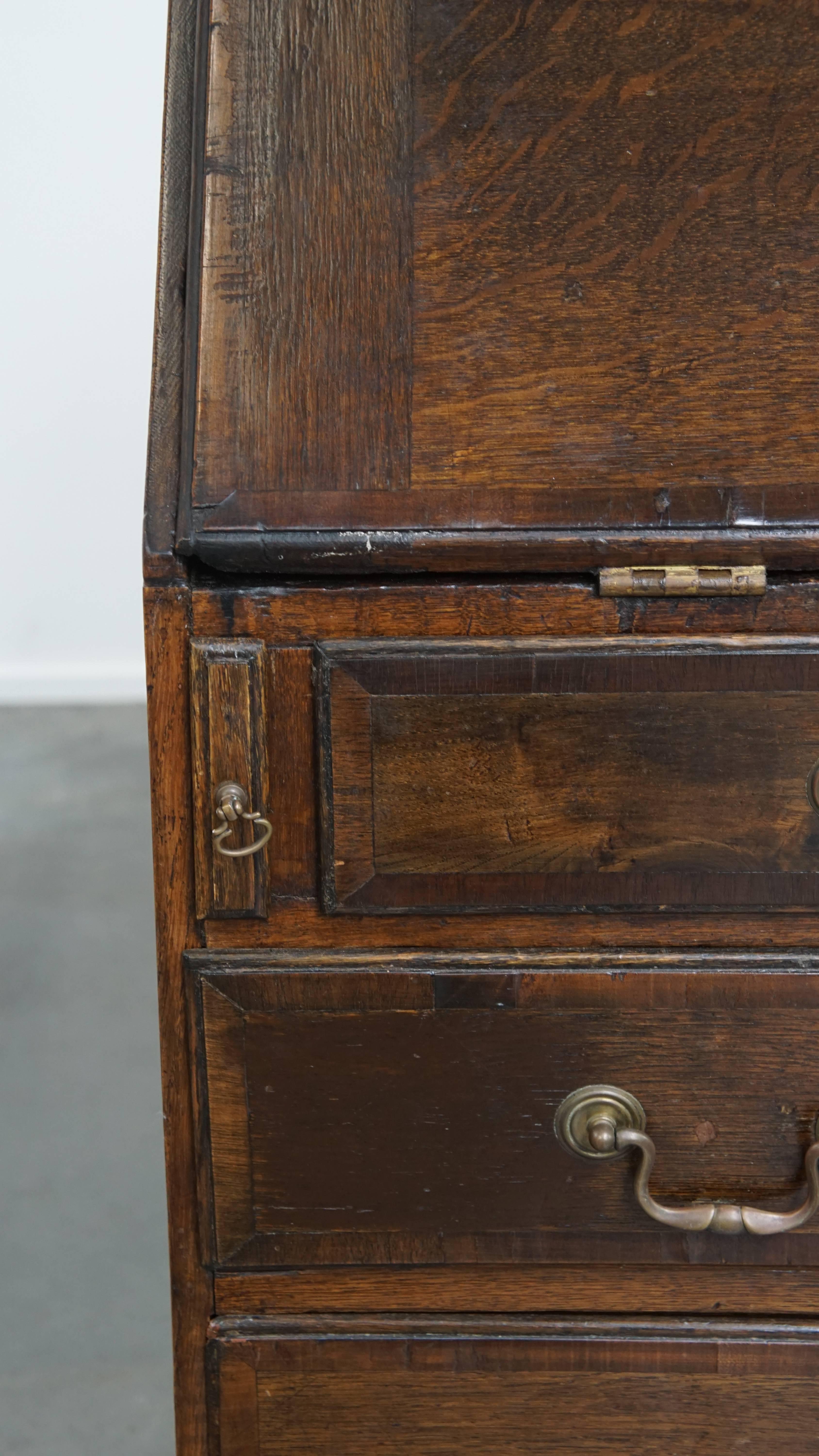 Antique English Oak Secretary / Chest of Drawers For Sale 2