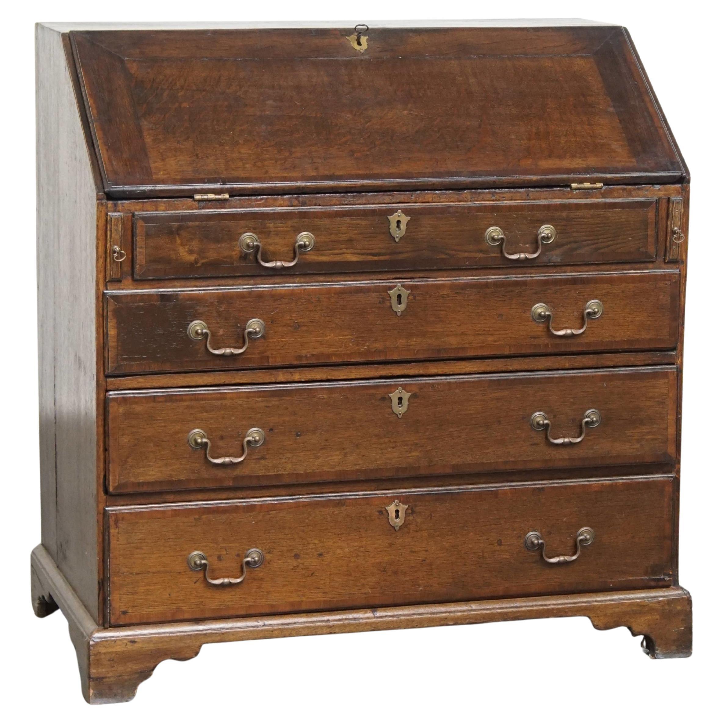 Antique English Oak Secretary / Chest of Drawers For Sale