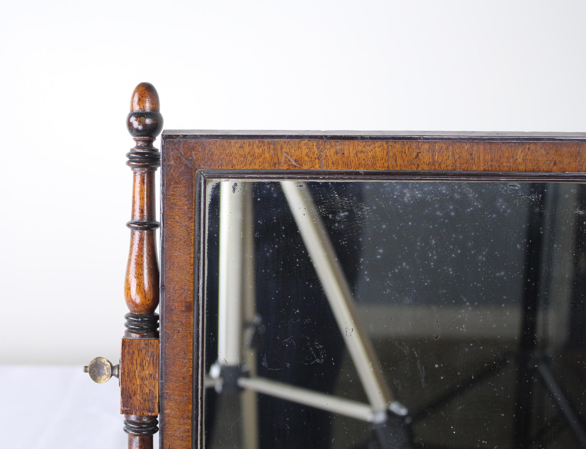 Antique English Oak Shaving Mirror 1