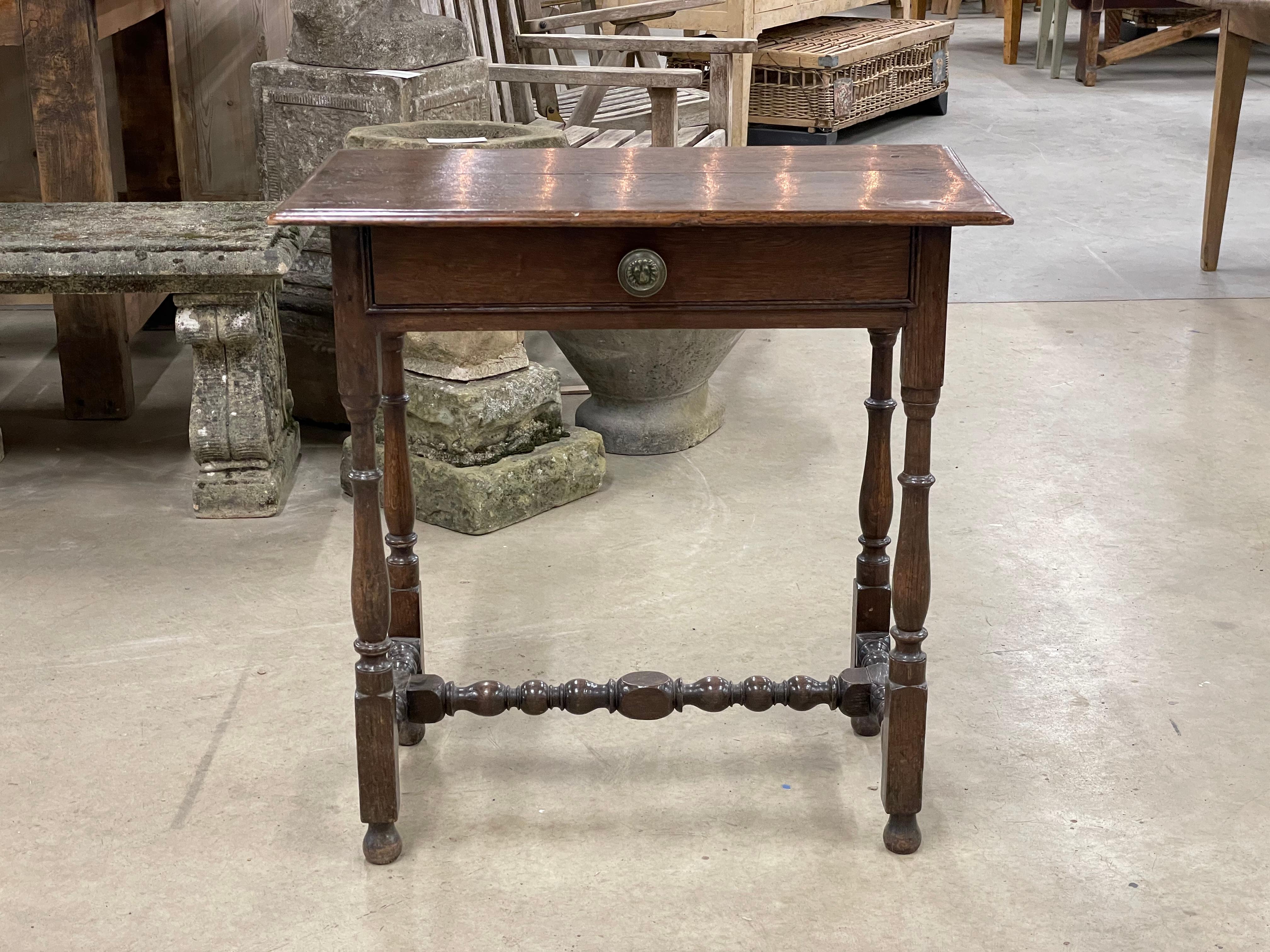 Charles II Antique English Oak Side Table